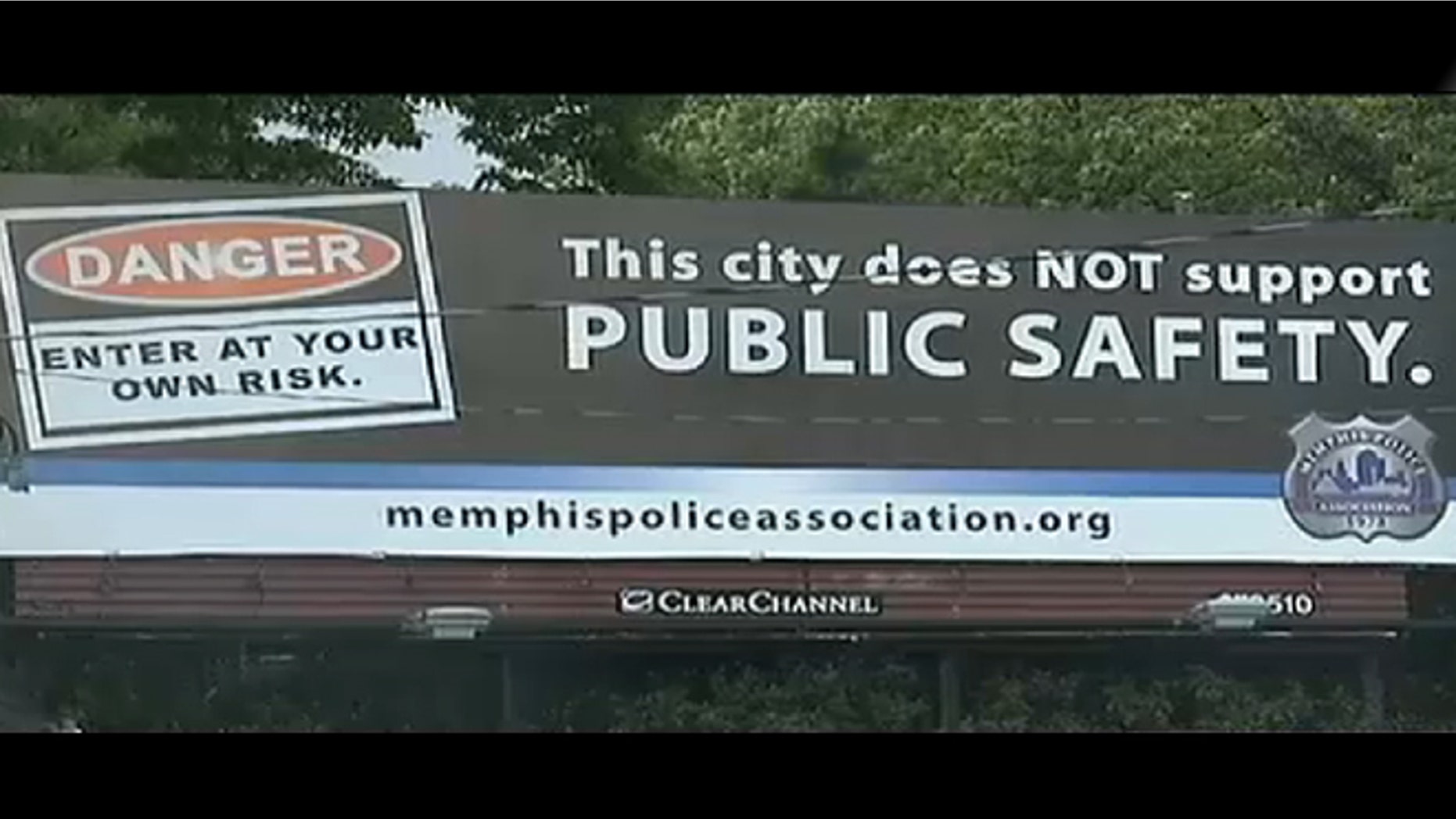 This photo shows a billboard put up by the Memphis Police Association as part of a public campaign they say is to protect jobs and benefits.