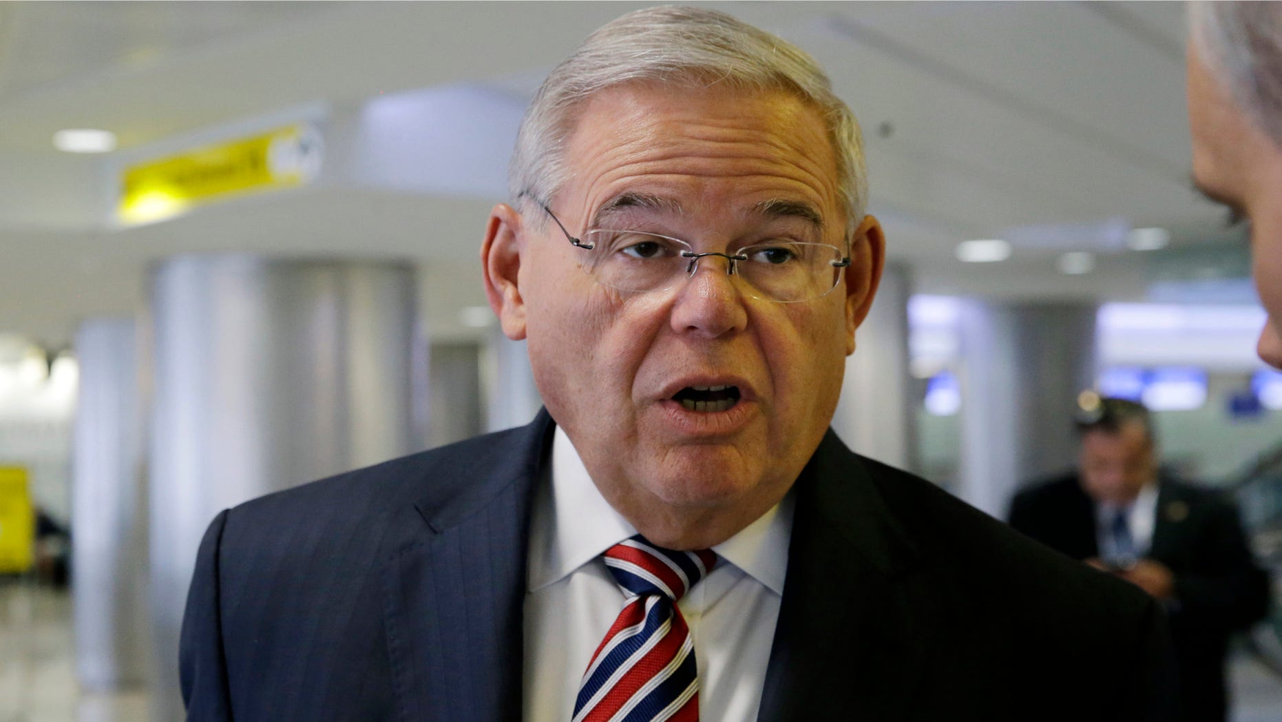 Sen. Bob Menendez on June 15, 2015 at Newark Liberty Airport.