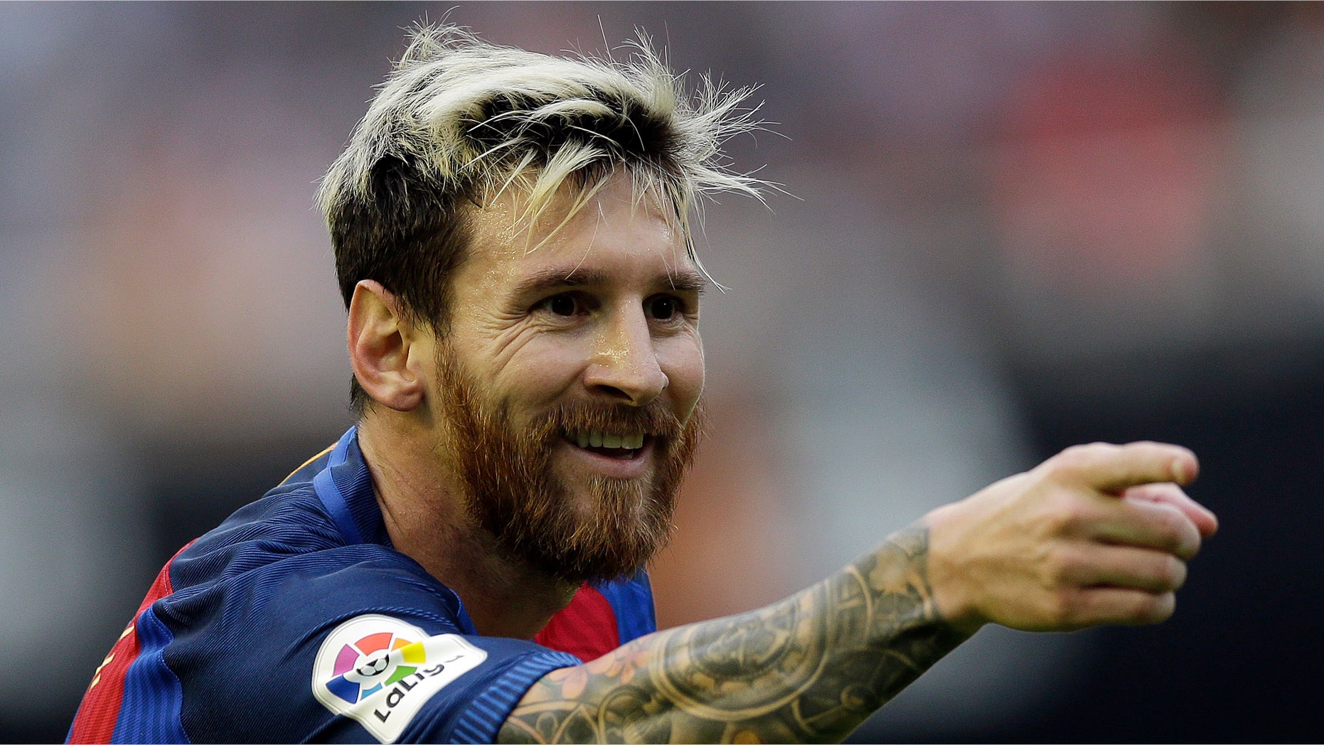 Lionel Messi at the Mestalla stadium in Valencia, Spain, Saturday, Oct. 22, 2016.