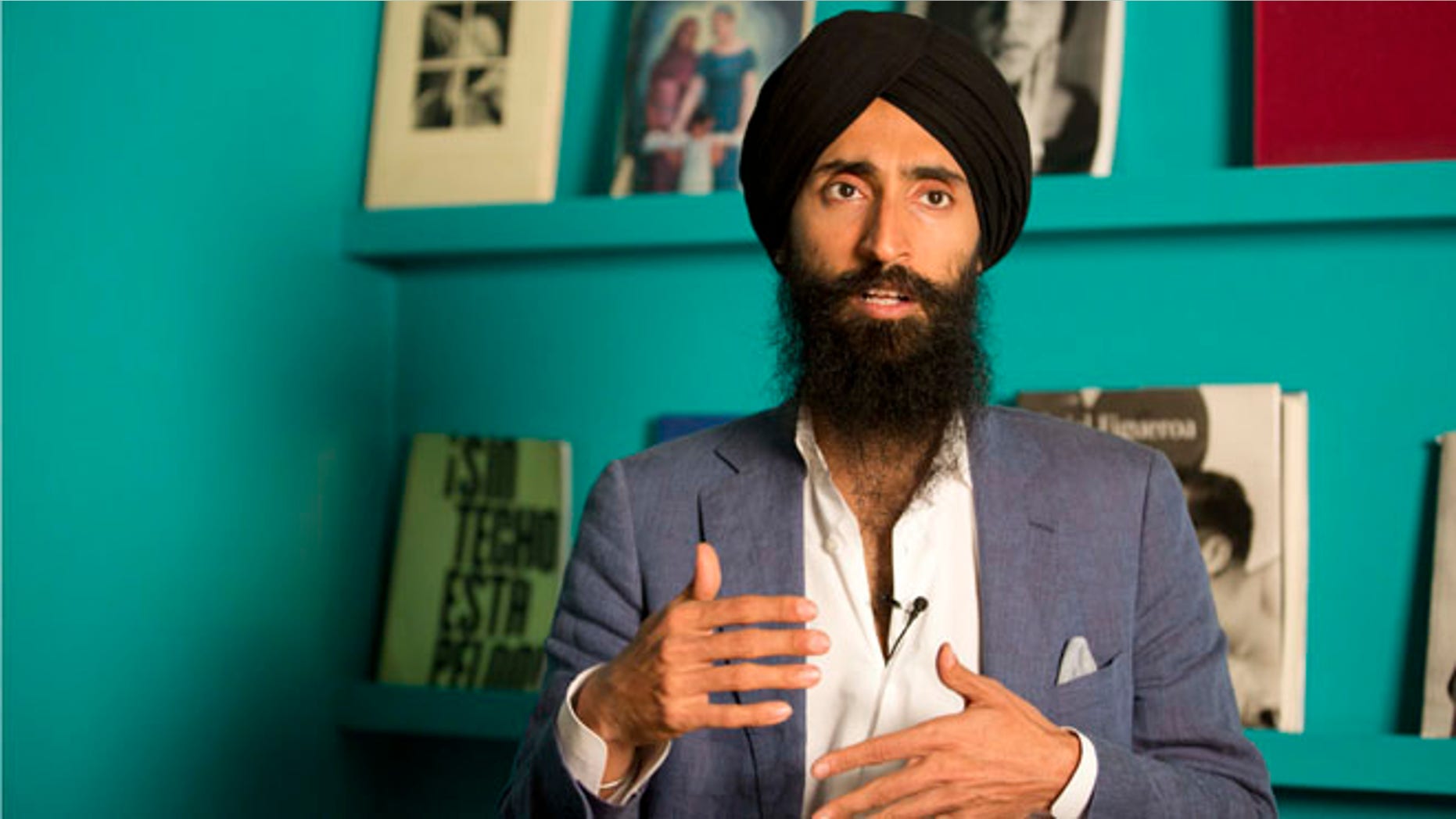 Waris Ahluwalia, a member of the Sikh community, gives an interview in Mexico City, Tuesday, Feb. 9, 2016.