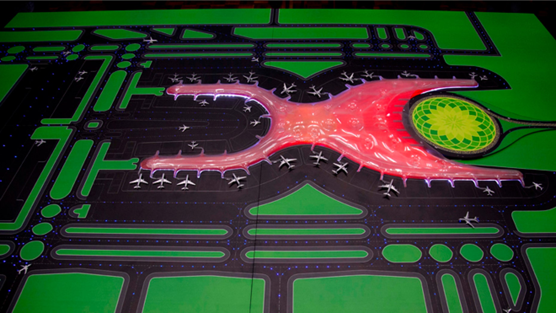 A mock-up of the new Mexico City international airport is shown on Wednesday, Sept. 3, 2014.