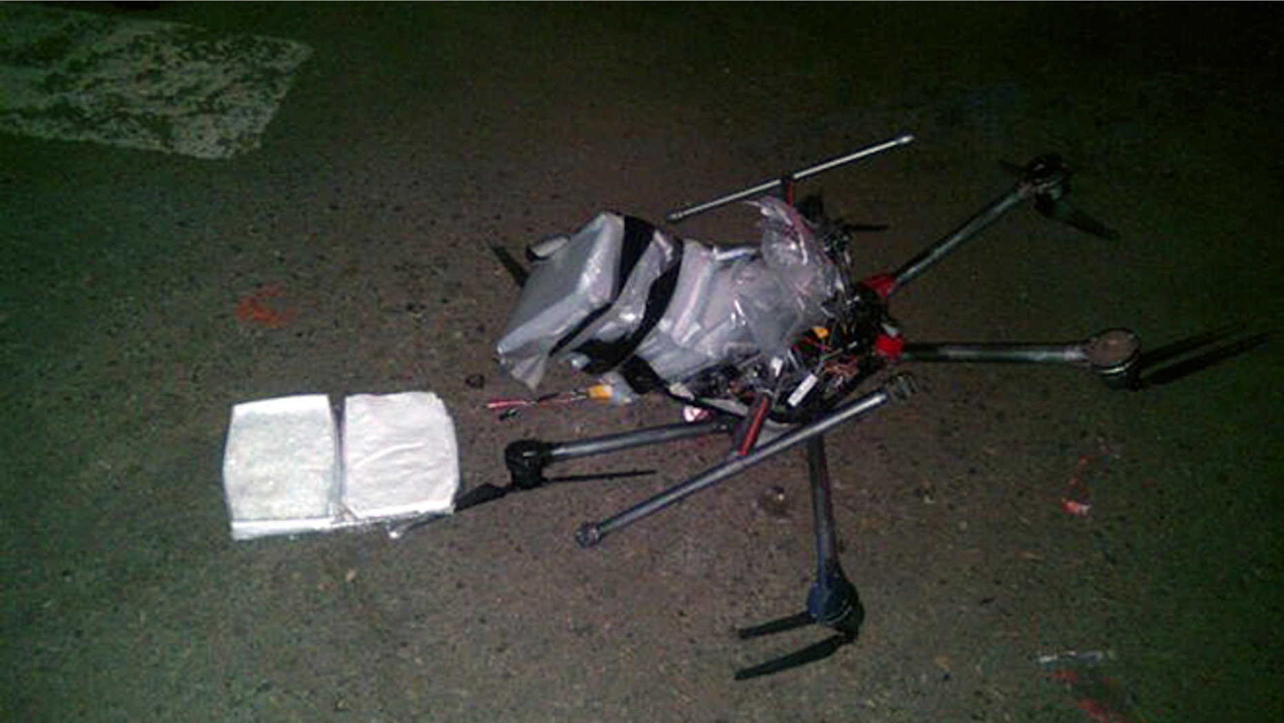 A drone loaded with methamphetamine crashed into a parking lot in Tijuana on Tuesday Jan. 20, 2015.