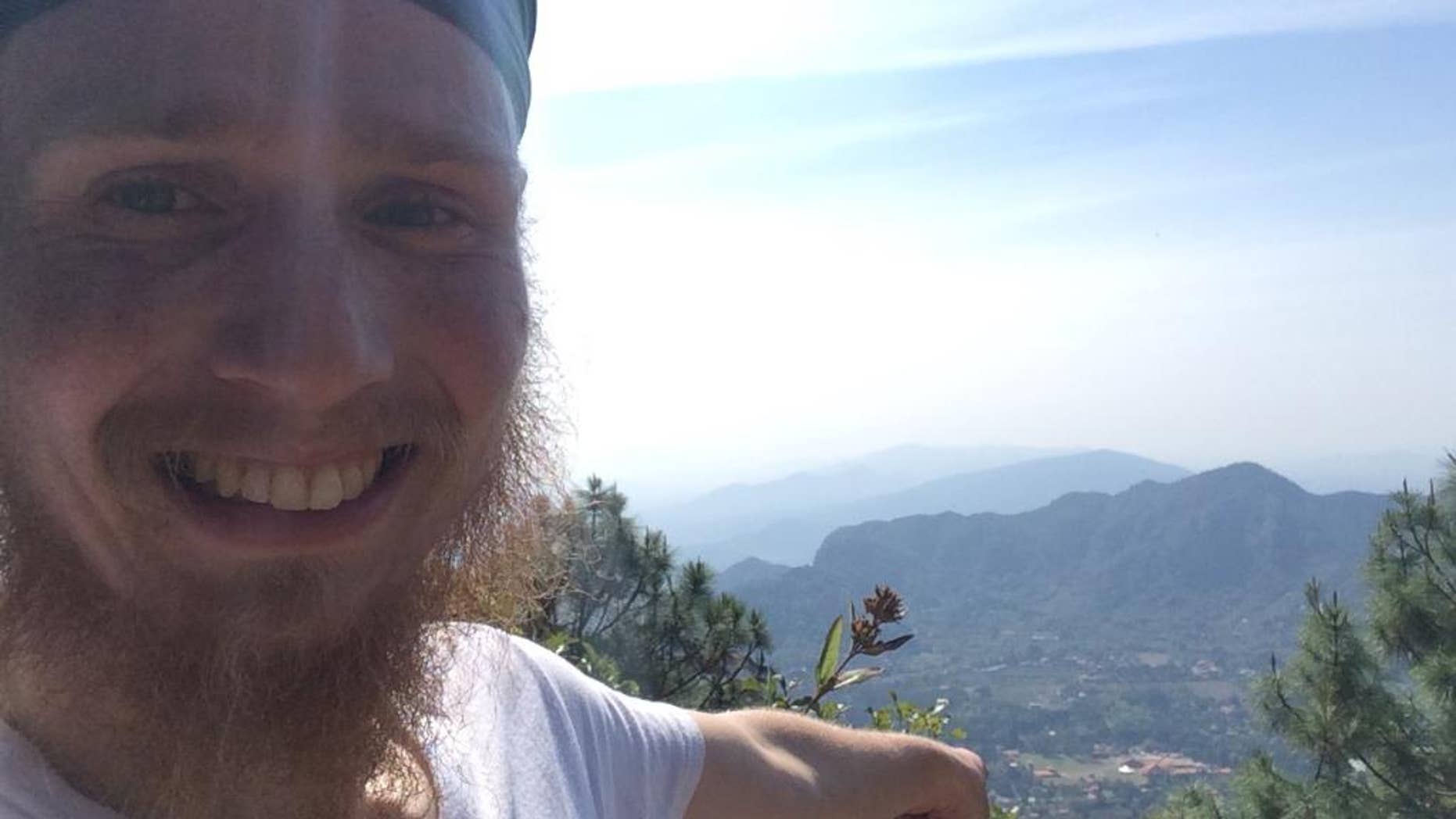 This Dec. 30, 2014 image released by Ad Purkh Kaur, the wife of Hari Simran Singh Khalsa, shows Hari Simran Singh Khalsa in the last selfie he took of himself before going missing while hiking in rugged mountain terrain near the town of Tepoztlan, Mexico. A large search began on the day the 25-year-old northern Virginia man went missing after he went on a day hike wearing only a T-shirt and shorts and carrying little food and water. Ad Purkh Kaur last heard from her husband that afternoon in a text message saying he'd accidentally summited another mountain and would be later than expected. (AP Photo/Courtesy of Ad Purkh Kaur)