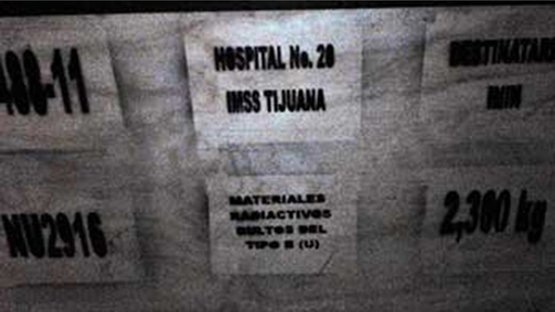 This image released by the National Commission on Nuclear Safety and Safeguards of Mexico's Energy Secretary (CNSNS) Wednesday, Dec. 4, 2013, shows a large box that is part of the cargo of a stolen truck hauling medical equipment with extremely dangerous radioactive material, in Tepojaco, Hidalgo state, north of Mexico City. The cargo truck was stolen from a gas station in central Mexico, and authorities have put out an alert in six central states and the capital to find it, Mexican and U.N. nuclear officials said Wednesday. (AP Photo/CNSNS)