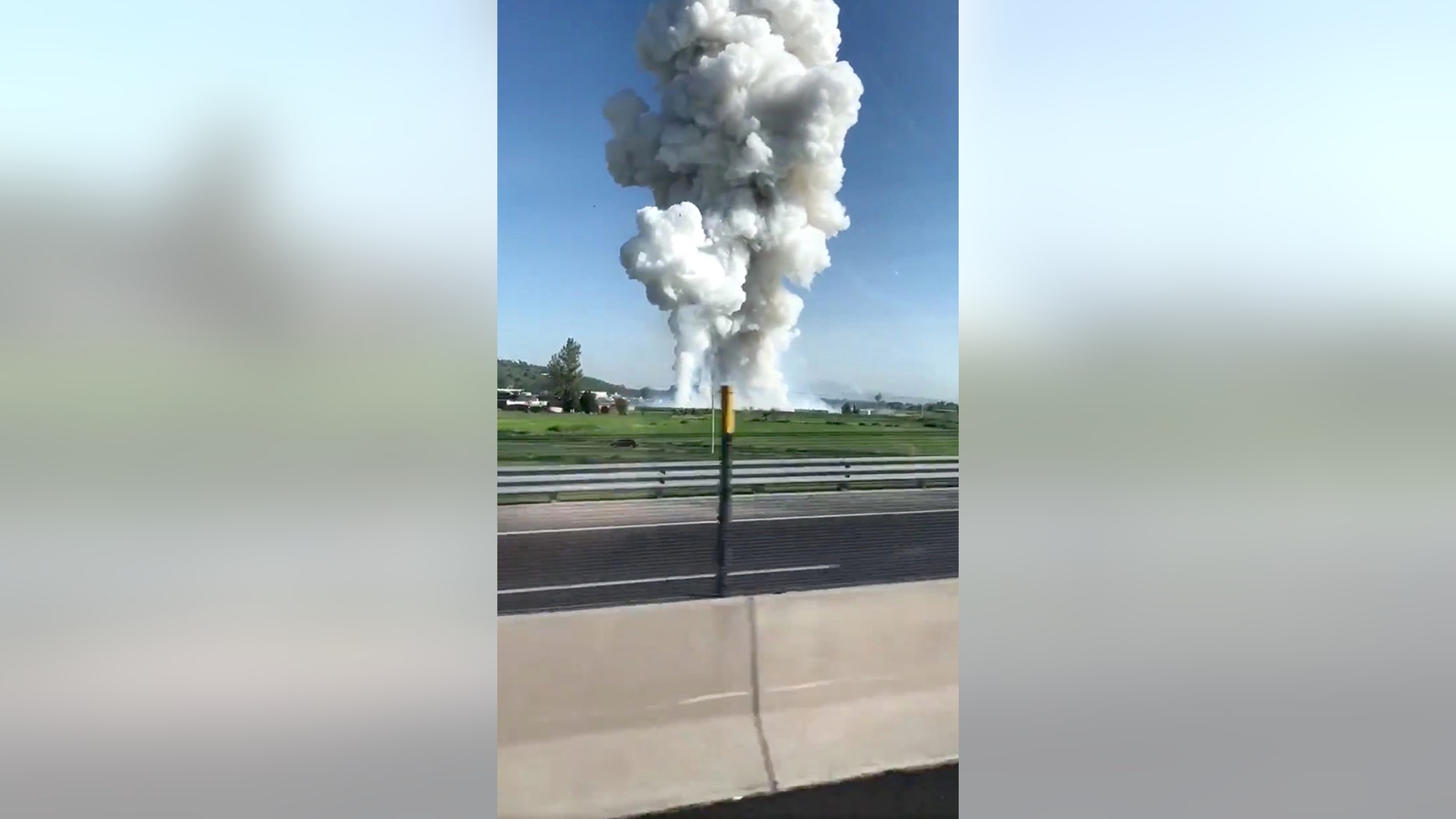 Smoke rises after fireworks blast in Tultepec, outside Mexico City, Mexico July 5, 2018 in this picture grab obtained from social media video.