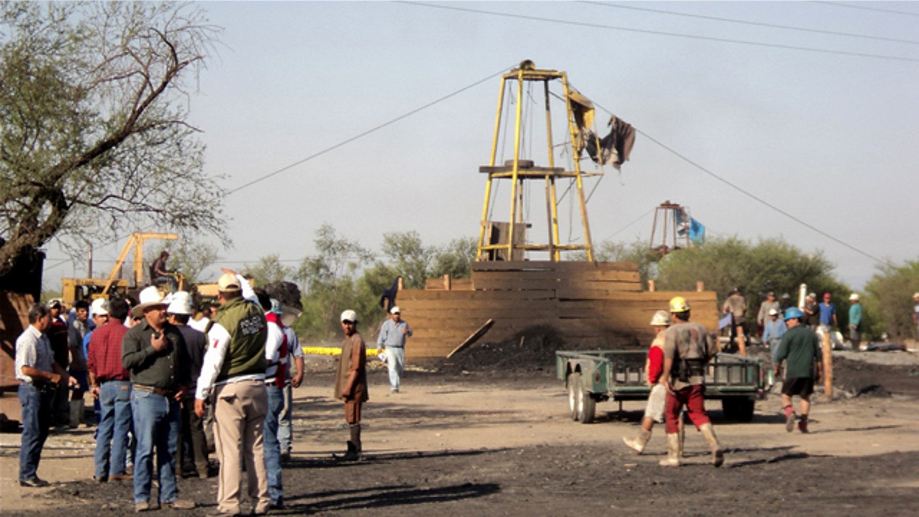 May 3: People wait outside a coal mine in San Juan de Sabinas, in the Mexican state of Coahuila.