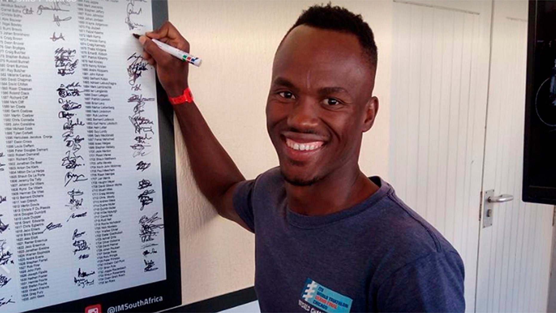 South African triathlete Mhlengi Gwala, 27, was out cycling when three men attacked him and attempted to saw off his legs.