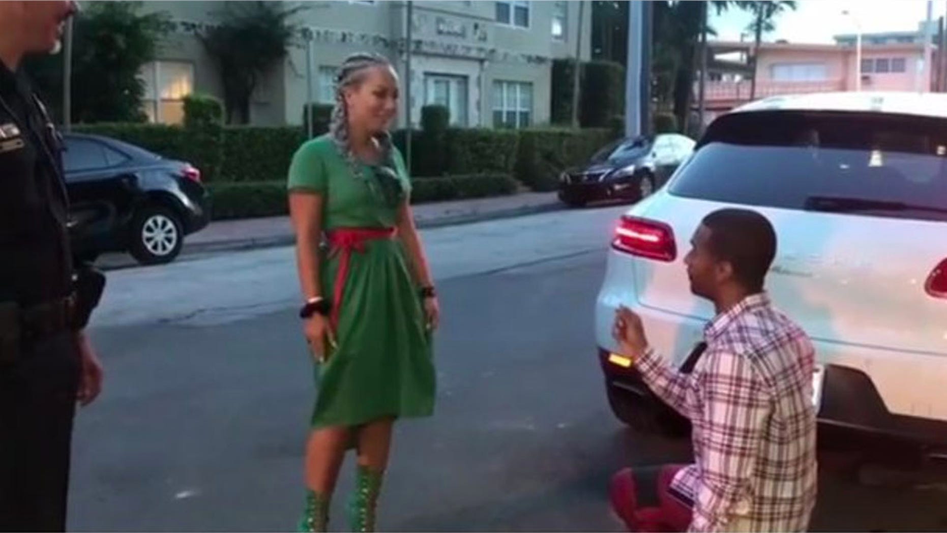 “Oh my God, you’re crazy… In this situation… I don’t even know what to say,” the woman says with a laugh.