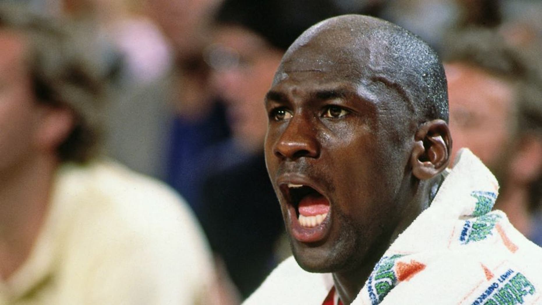 RICHFIELD, OH - CIRCA 1991: Michael Jordan #23 of the Chicago Bulls shouts against the Cleveland Cavaliers circa 1991 at the Richfield Coliseum in Richfield, Ohio. NOTE TO USER: User expressly acknowledges and agrees that, by downloading and or using this photograph, User is consenting to the terms and conditions of the Getty Images License Agreement. Mandatory Copyright Notice: Copyright 1991 NBAE (Photo by Nathaniel S. Butler/NBAE via Getty Images)