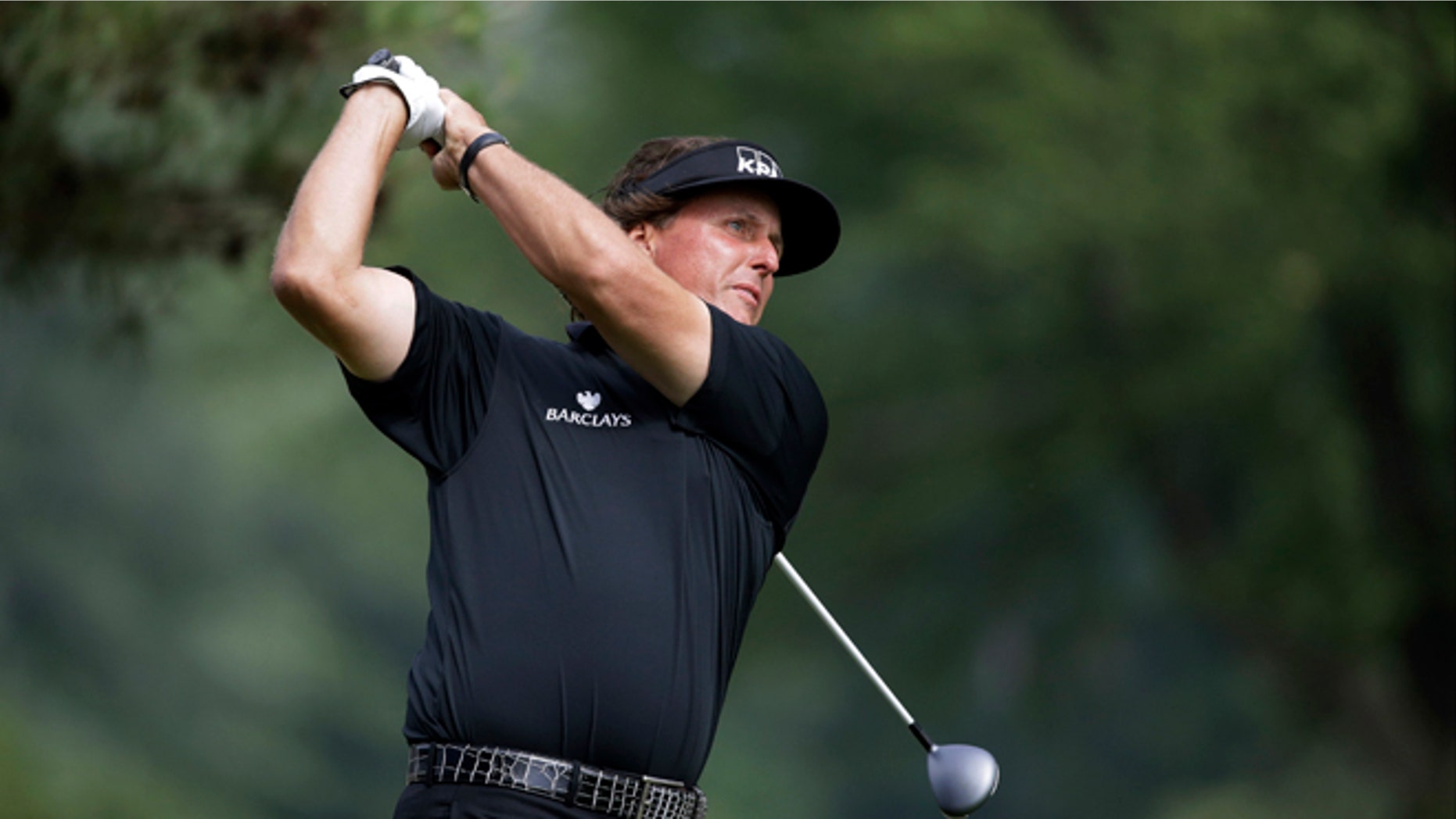 June 16, 2013: Phil Mickelson tees off on the second hole during the fourth round of the U.S. Open golf tournament at Merion Golf Club in Ardmore, Pa.