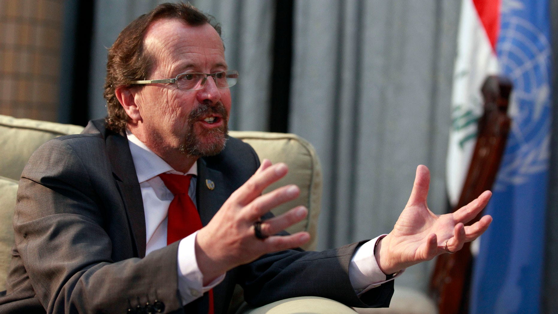 Feb. 11, 2013 - Martin Kobler, top U.N. envoy to Iraq speaks during an interview with AP in the heavily protected Green Zone in Baghdad, Iraq.