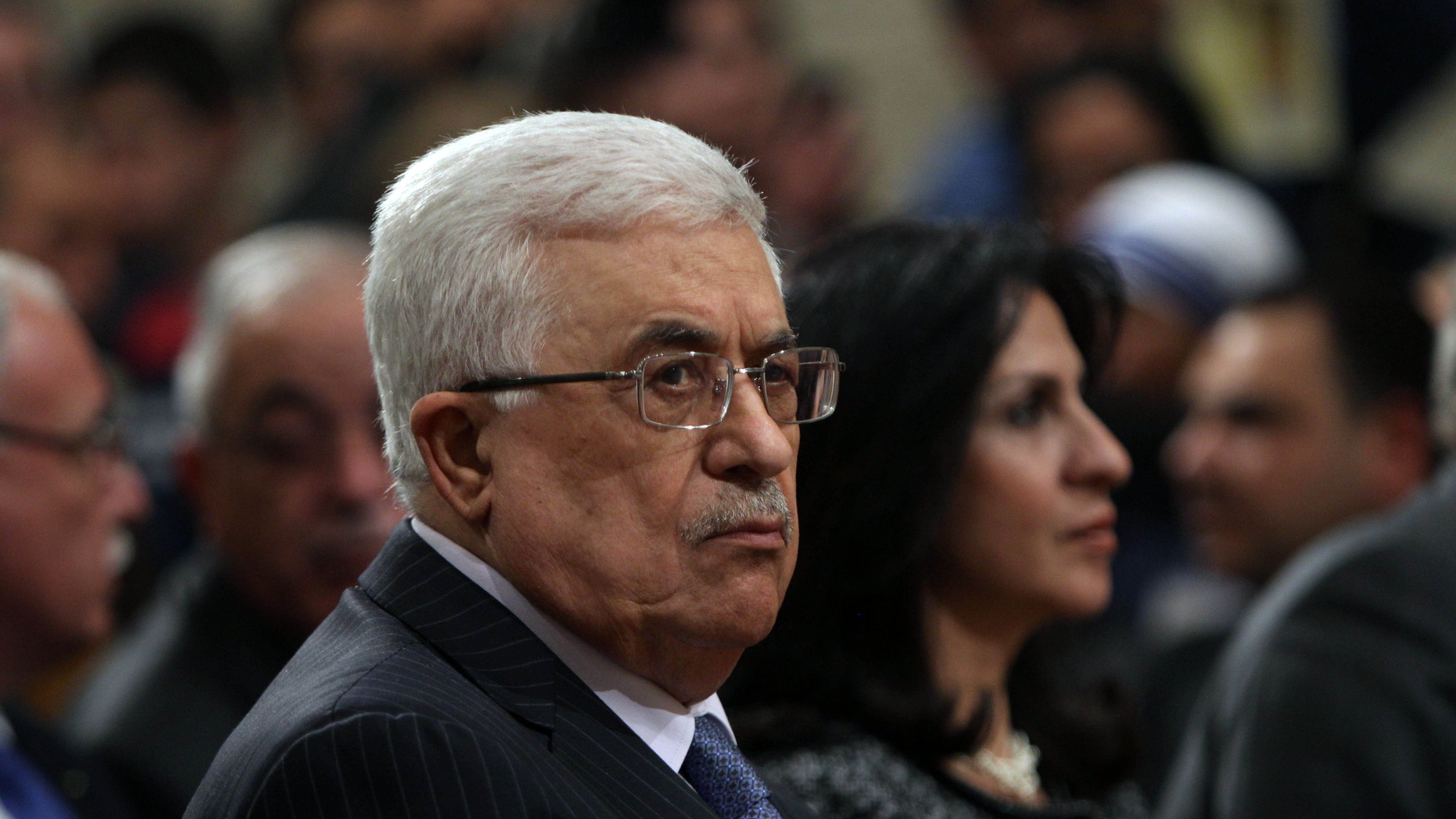 Dec. 25, 2012 - FILE photo of Palestinian President Mahmoud Abbas, attending Christmas Midnight Mass at Saint Catherine's Church in the West Bank town of Bethlehem.