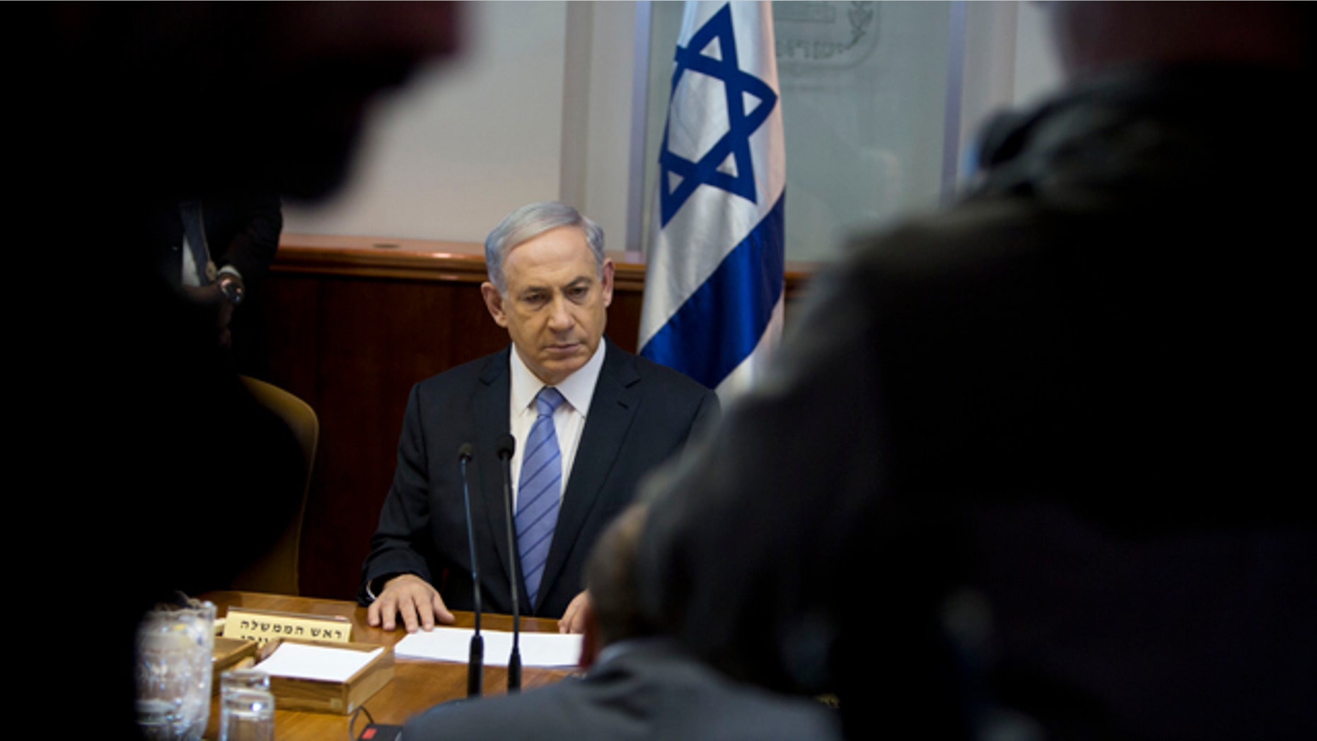 Jan. 4, 2015: Israeli Prime Minister Benjamin Netanyahu attends a weekly cabinet meeting in Jerusalem. (AP Photo/Oded Balilty, Pool)