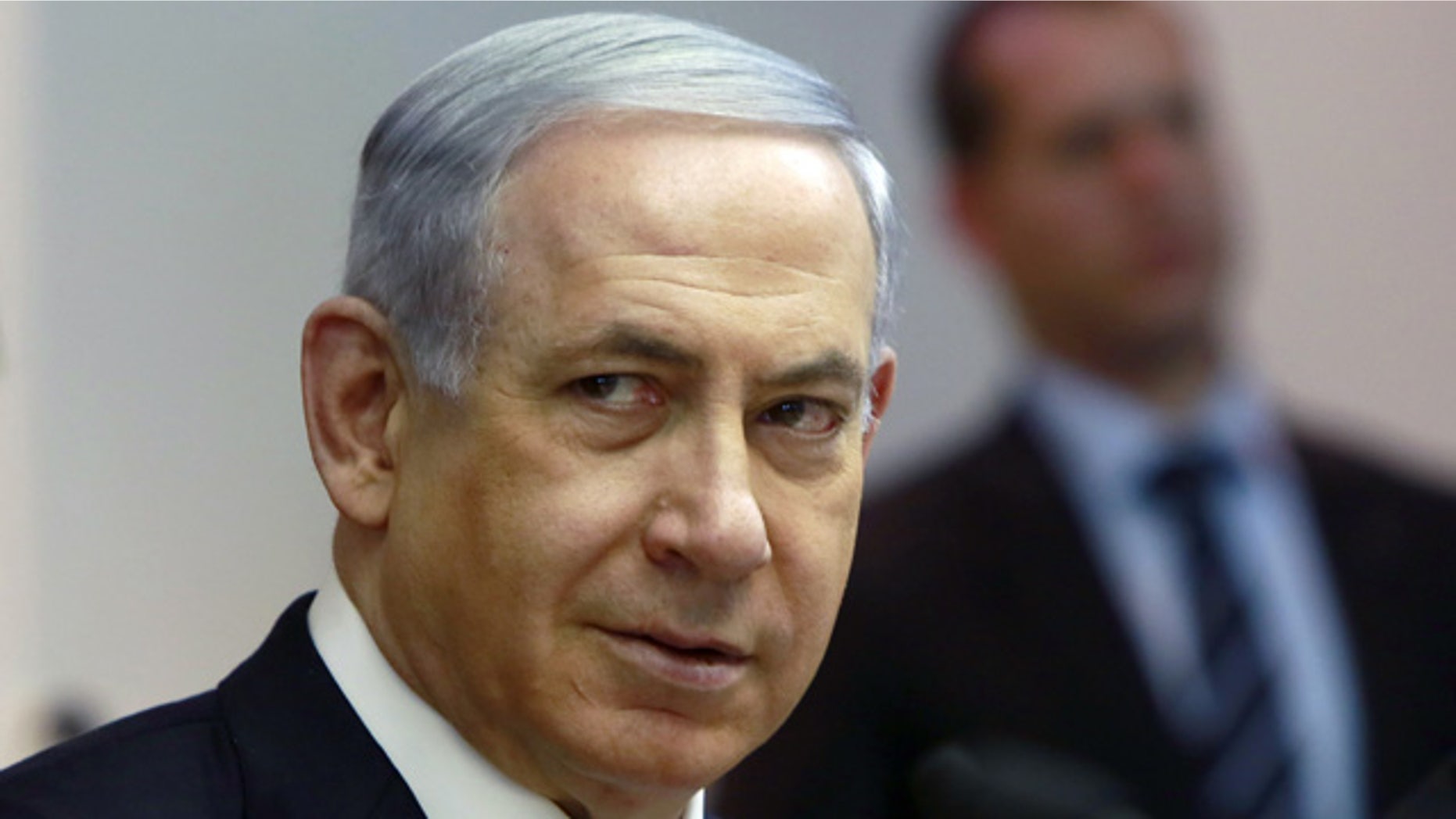March 8, 2015: Israeli Prime Minister Benjamin Netanyahu chairs the weekly cabinet meeting at his Jerusalem office, Sunday. (AP Photo/Gali Tibbon, Pool)