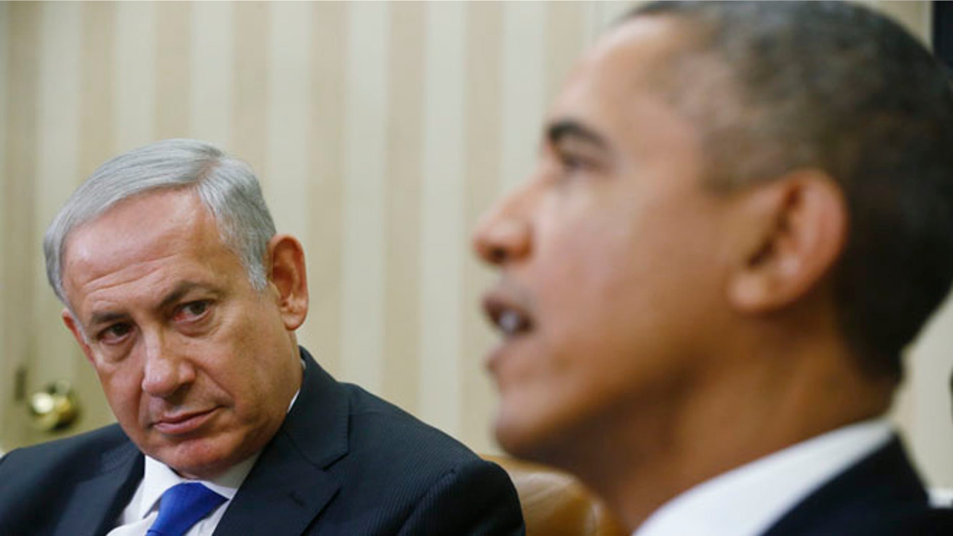 FILE - In this Sept. 30, 2013 file photo, President Barack Obama meets with Israeli Prime Minister Benjamin Netanyahu in the Oval Office at the White House in Washington.
