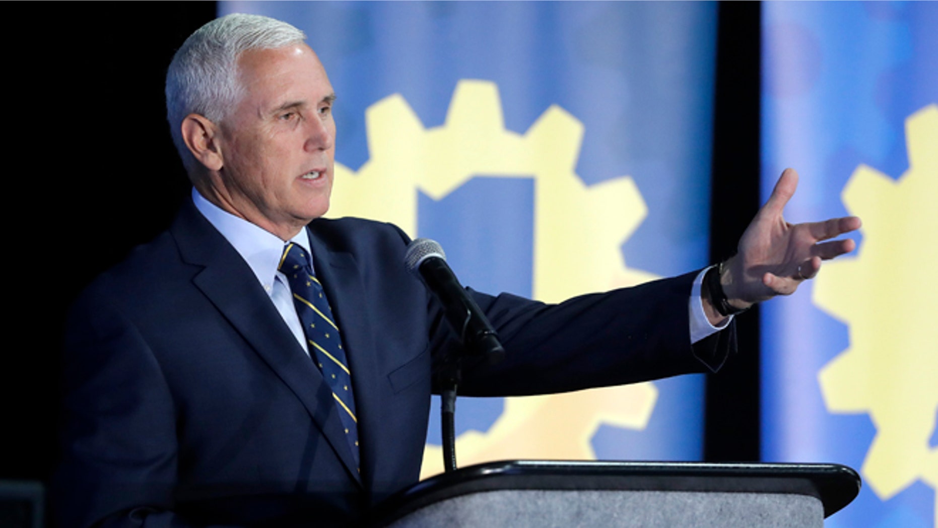 Indiana Gov. Mike Pence during the Innovation Showcase, Thursday, July 14, 2016, in Indianapolis.
