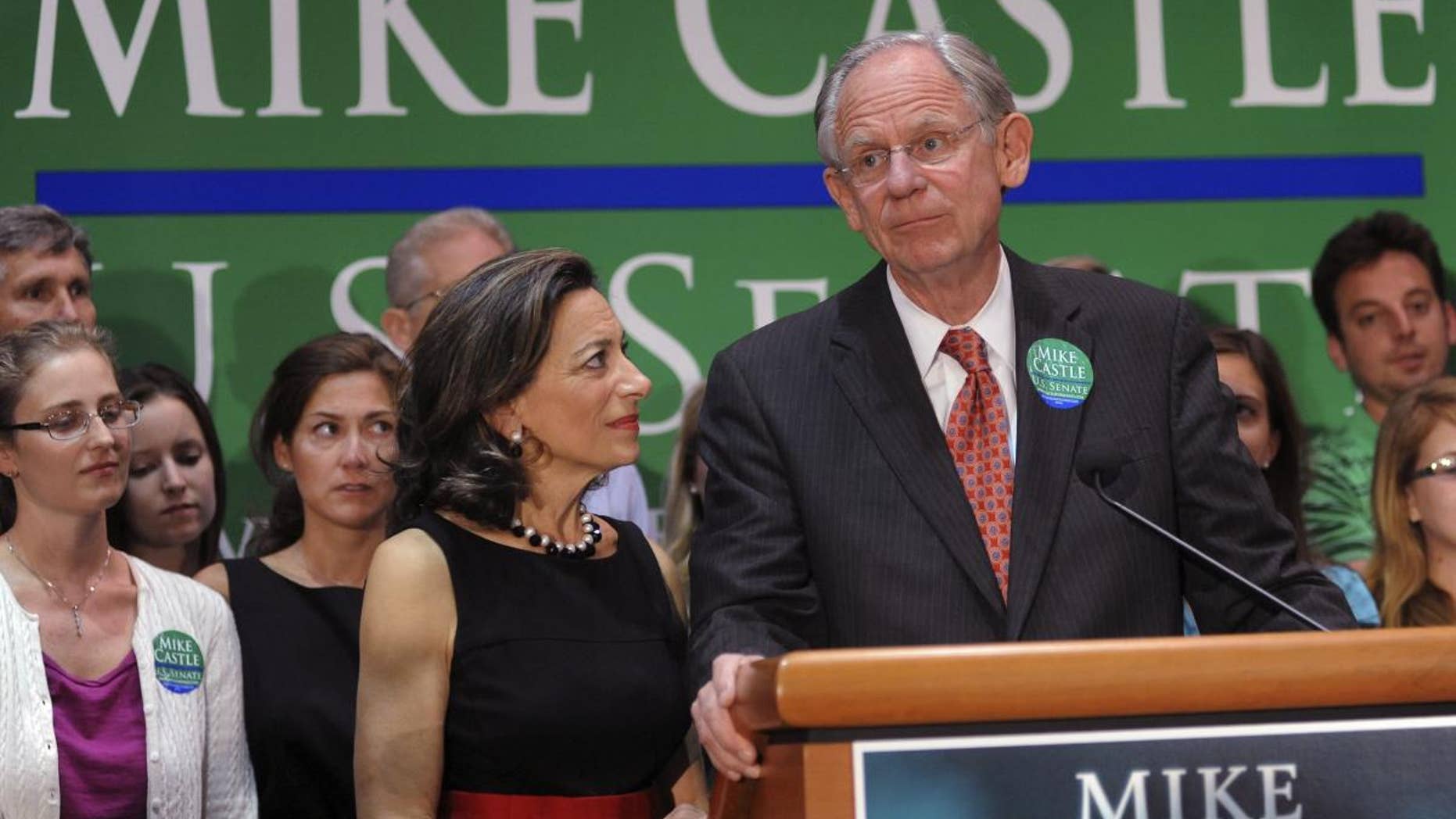 Rep. Mike Castle, R-Del., addresses supporters after his defeat on primary election night in Wilmington, Del., on Sept 14, 2010. (AP Photo)