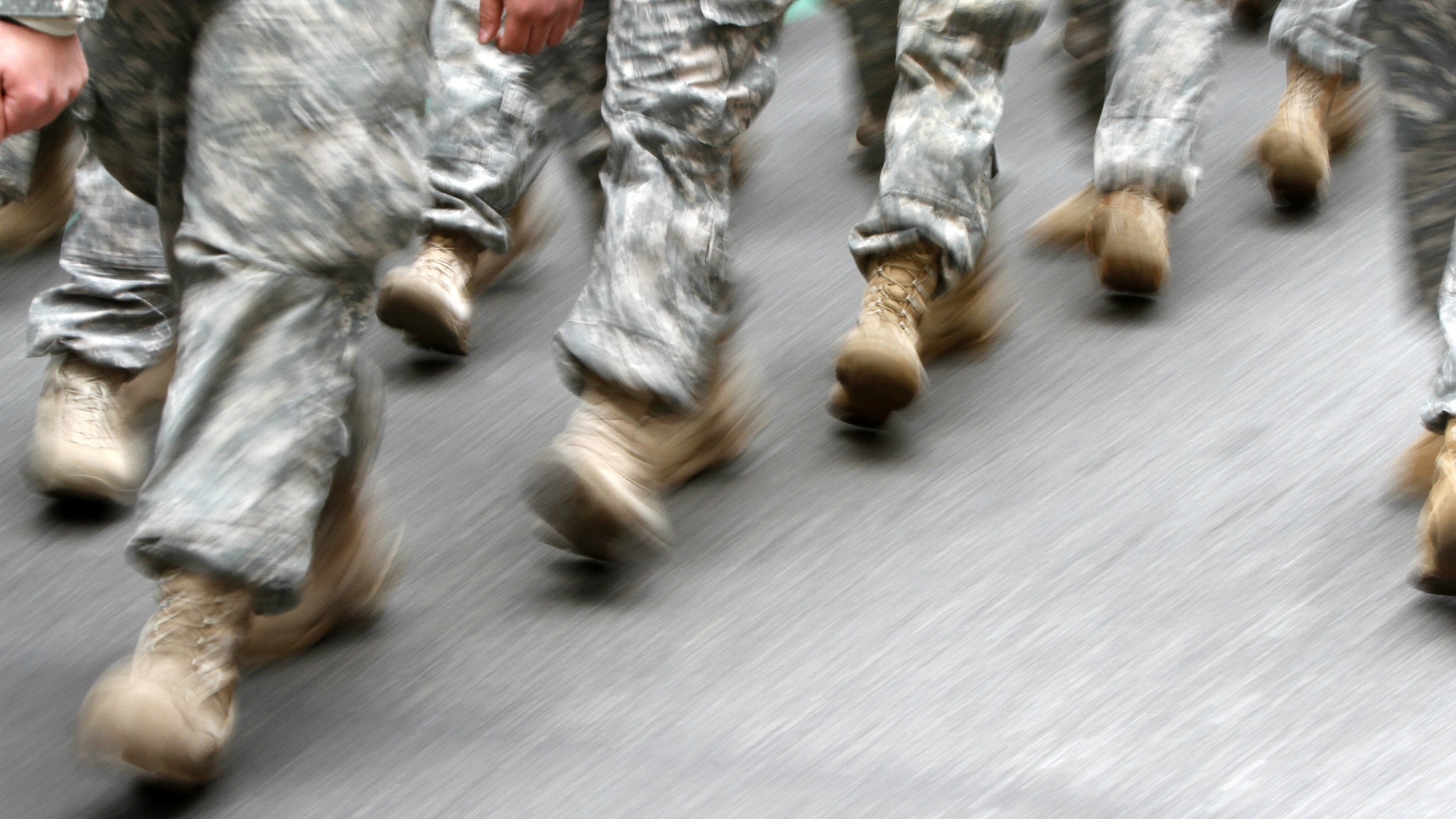 U.S. army soldiers are seen marching in the St. Patrick's Day Parade in New York.