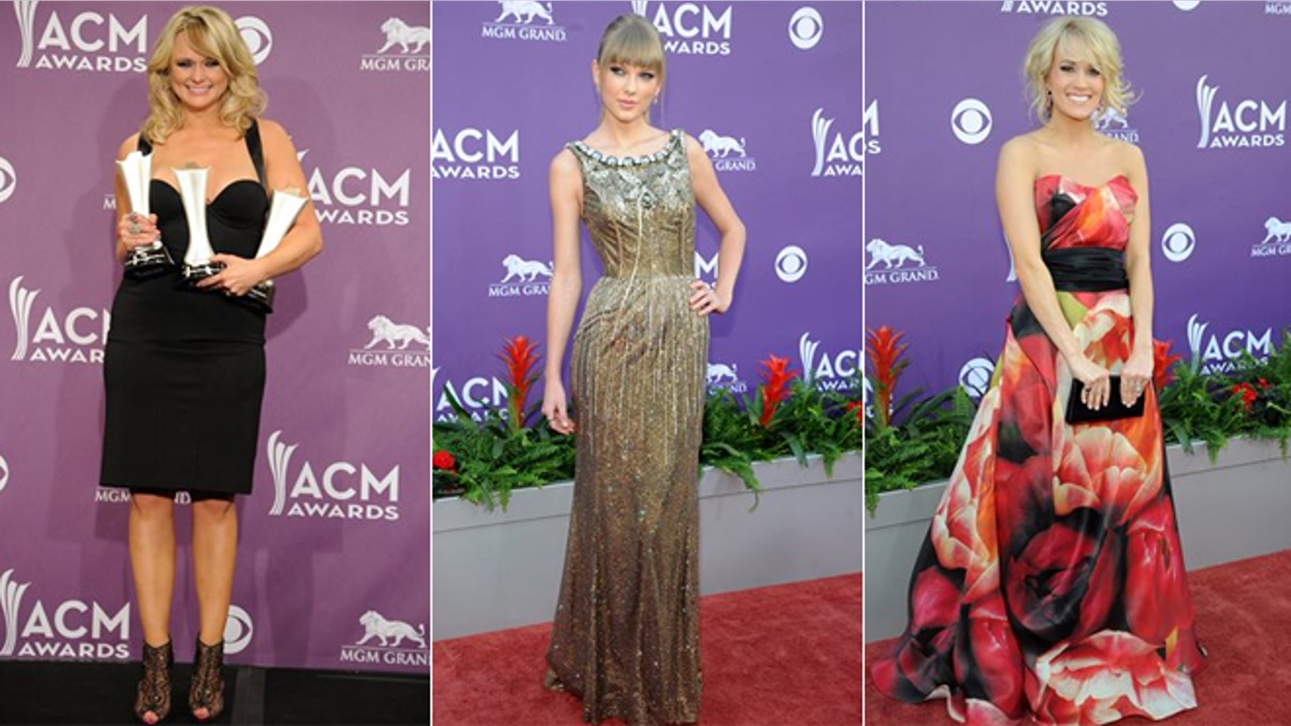 Miranda Lambert, left, Taylor Swift, center and Carrie Underwood attend the 2013 Academy of Country Music Awards.