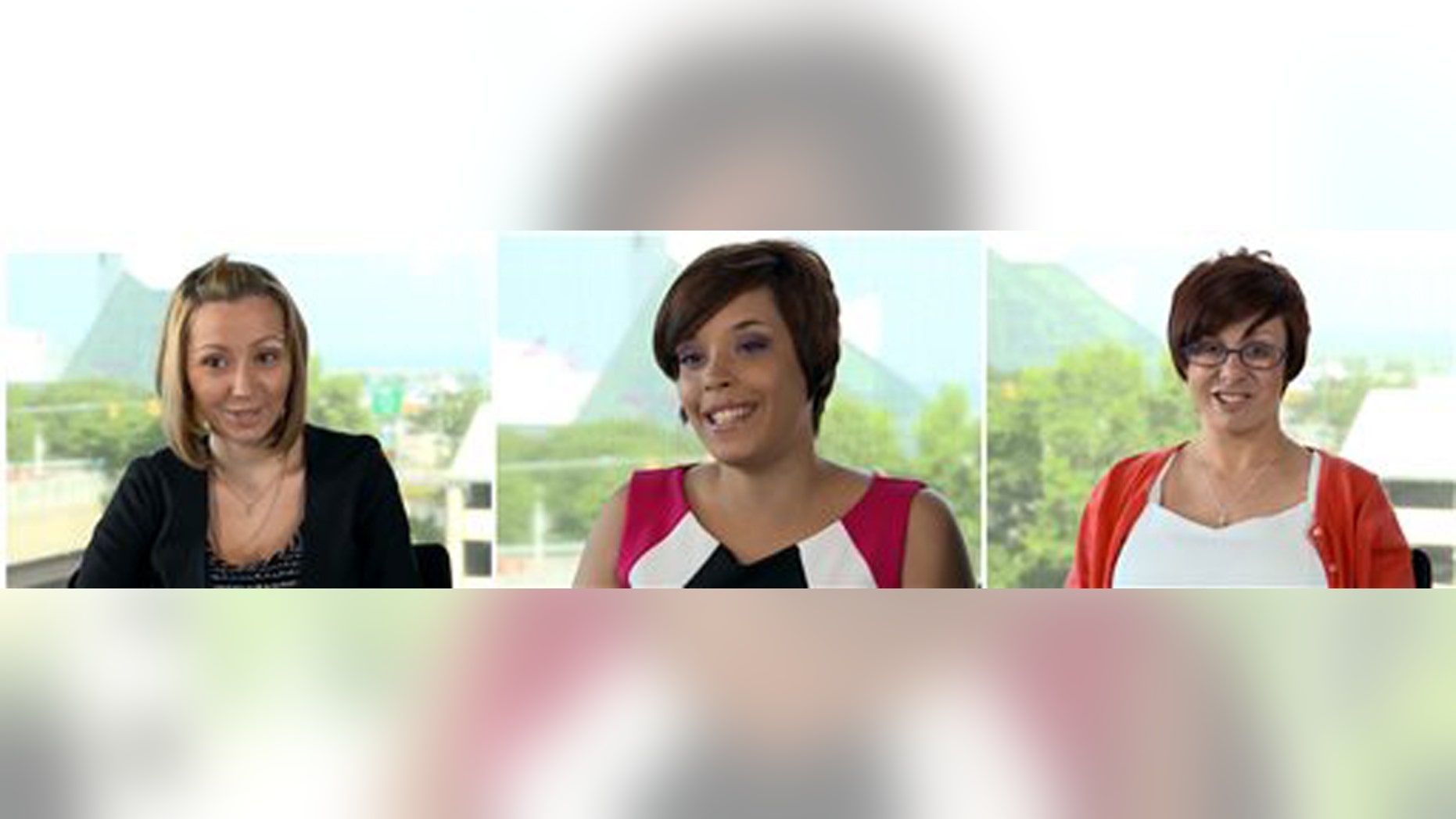 FILE - This combo image made from July 8, 2013, file images from video provided by Hennes Paynter Communications shows, from left: Amanda Berry, Gina DeJesus and Michelle Knight, the three women held captive in a Cleveland home for a decade by Ariel Castro. Families of those missing in Cleveland are still waiting for their own miracles a year after the three women were freed from a decade of captivity. The list of missing people in Cleveland, a city of just under 400,000, makes up about one out of every 10 cases in the state. (AP Photo/Hennes Paynter Communications, File)
