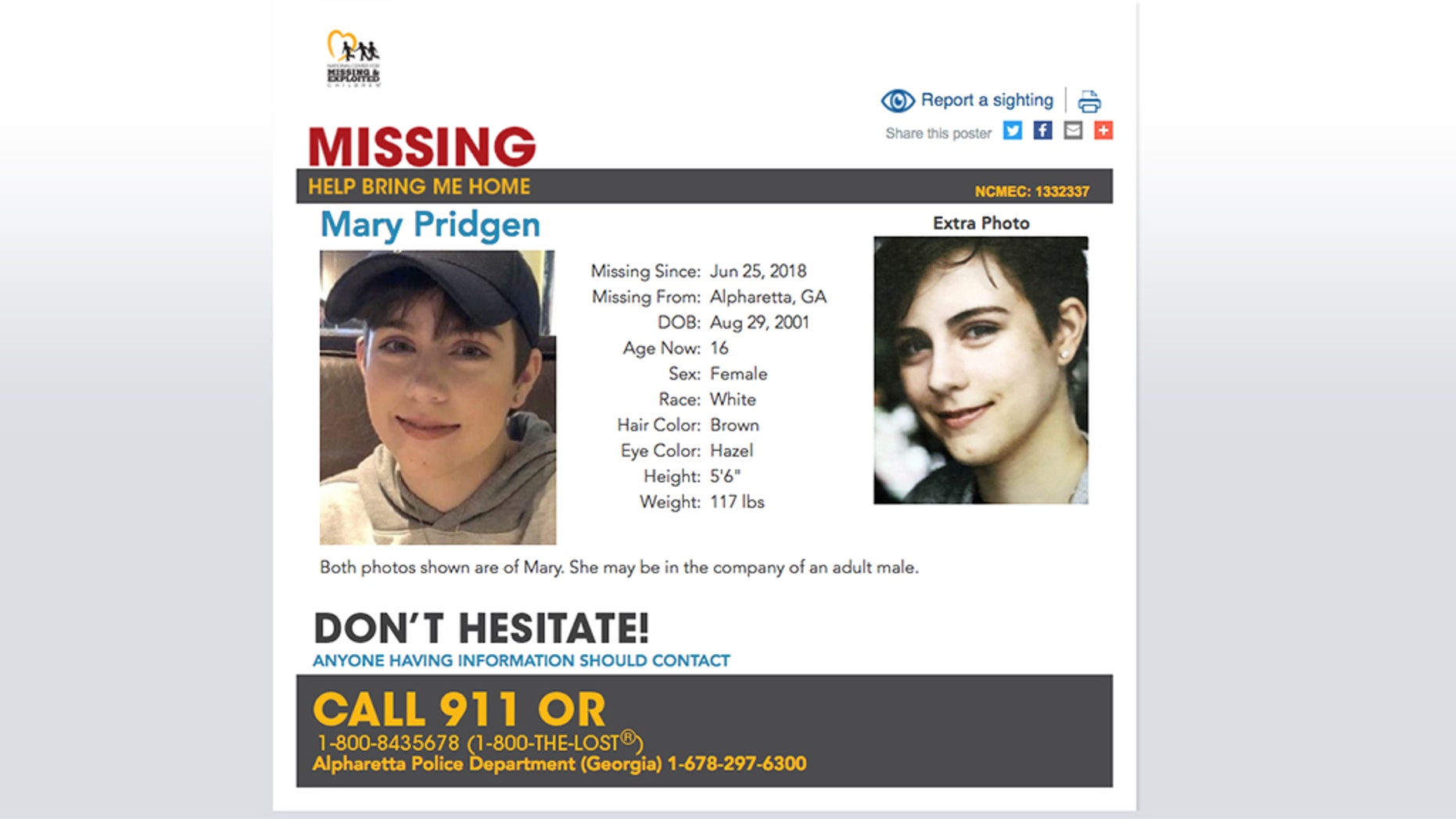 Mary Pridgen, 16, has a diagnosis of Asperger Syndrome, a high-functioning form of autism, was found-safe in New York City Friday, four days after she possible ranaway with an older man, according to a report.