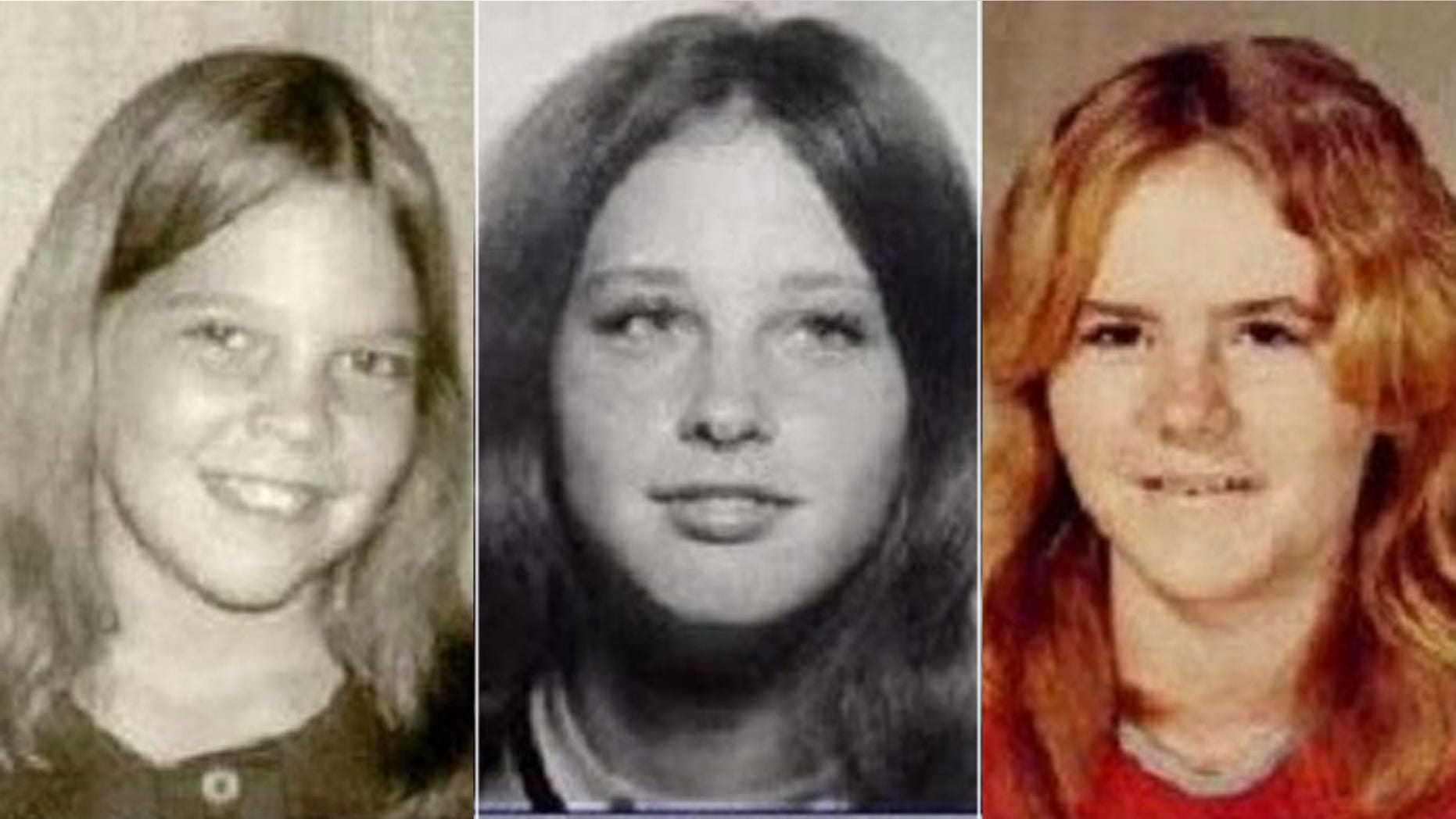 From left to right, Julie Ann Moseley, Rachel Trlica, and Lisa Renee Wilson were reporting missing on Dec. 23, 1974 after shopping at a mall in Fort Worth, Texas.