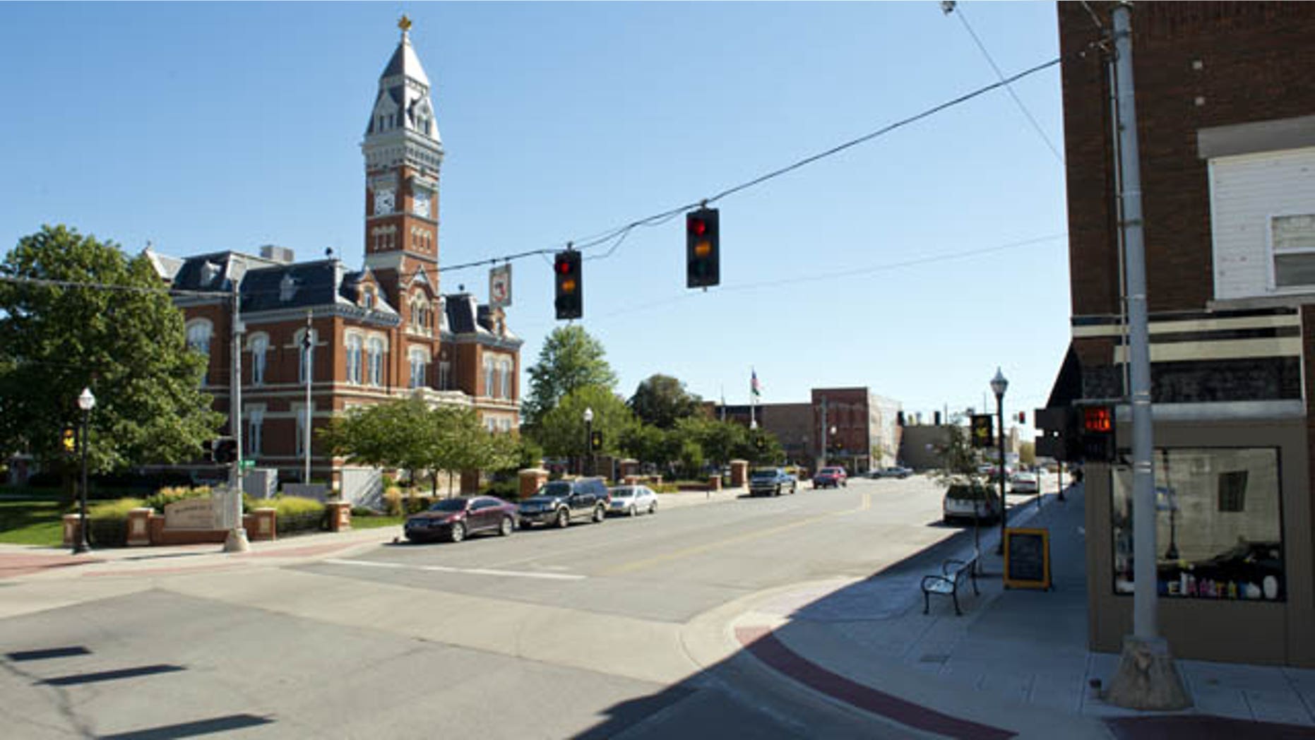 This Oct. 9, 2013 photo shows the Nodaway County Courthouse in downtown Maryville, Mo. (AP Photo/The Kansas City Star, David Eulitt)