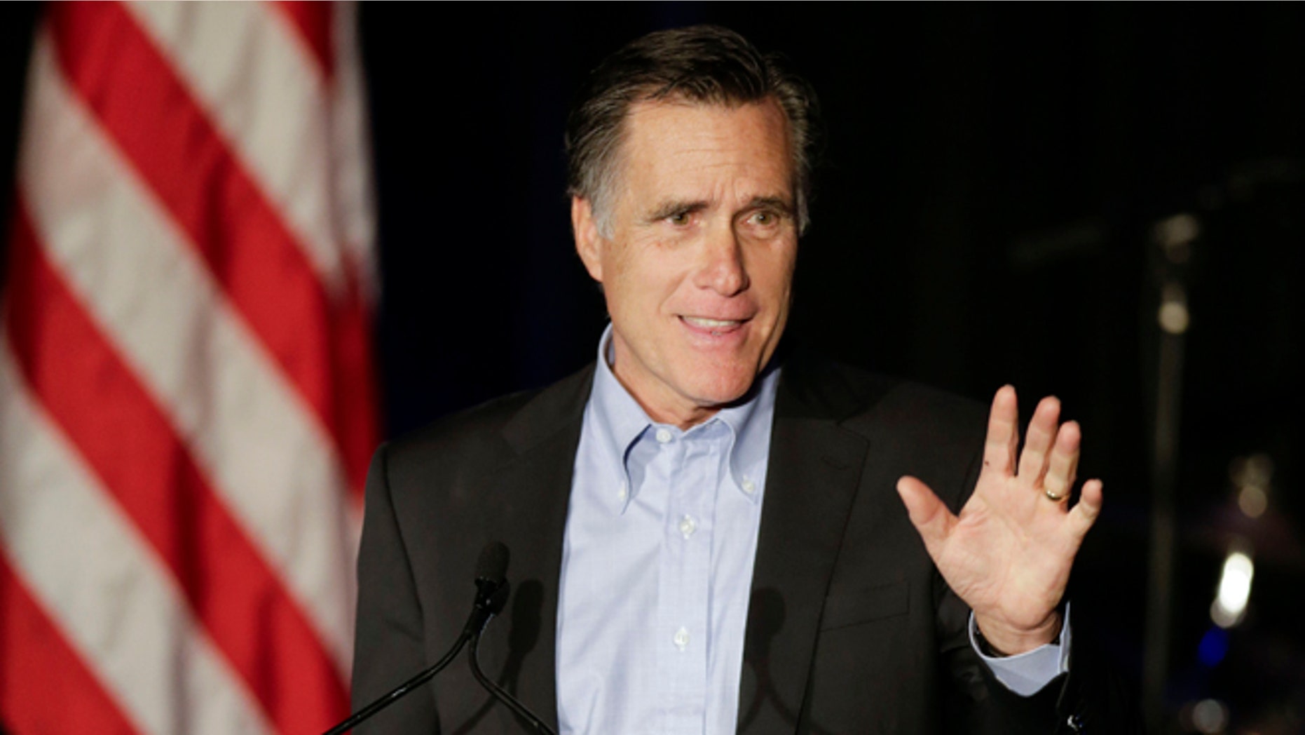 Mitt Romney, the former Republican presidential nominee, speaks during the Republican National Committee's winter meeting aboard the USS Midway Museum Friday, Jan. 16, 2015, in San Diego.