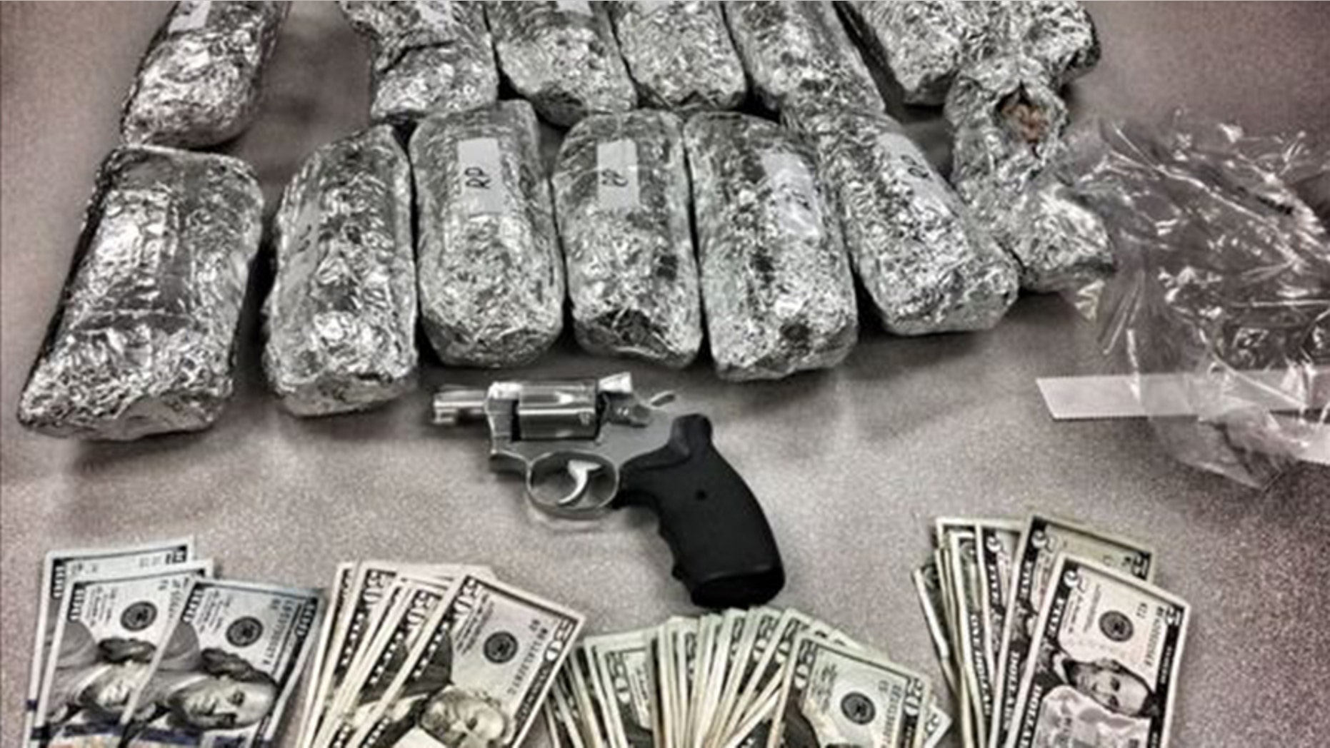 These aren’t burritos! LAPD found 14 tightly wrapped foil packages filled with methamphetamine during a traffic stop. (LAPD)