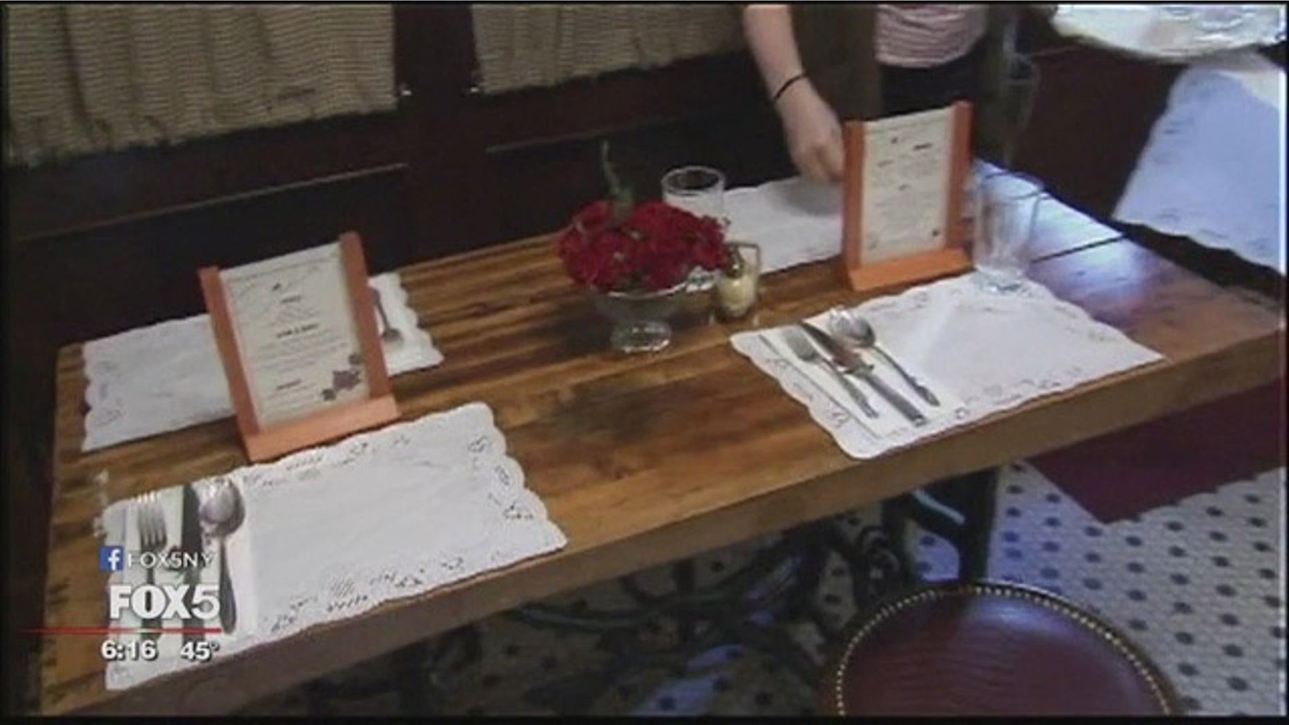 March 1, 2016: This image shows the lone table, seating four, at Mr. Donahue's restaurant in New York City. (WNYW)