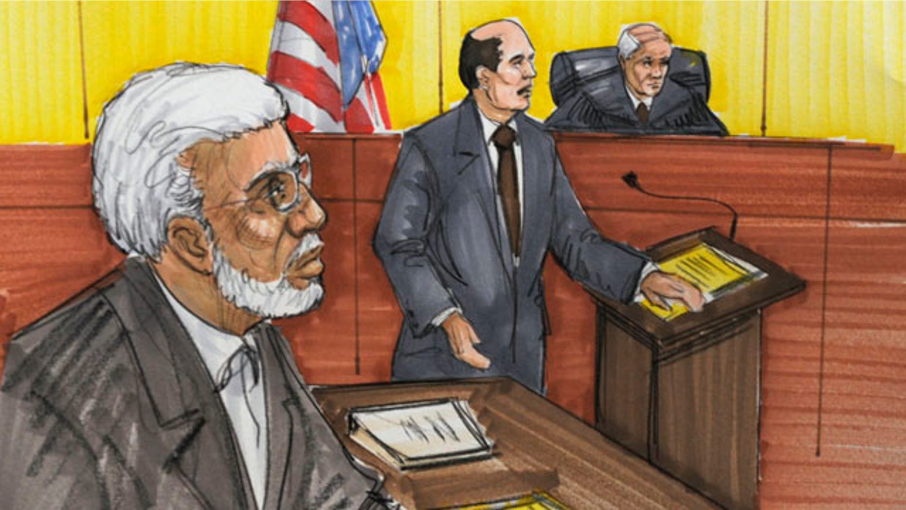 In this courtroom sketch, Chicago businessman Tahawwur Rana is shown in federal court on Tuesday in Chicago.
