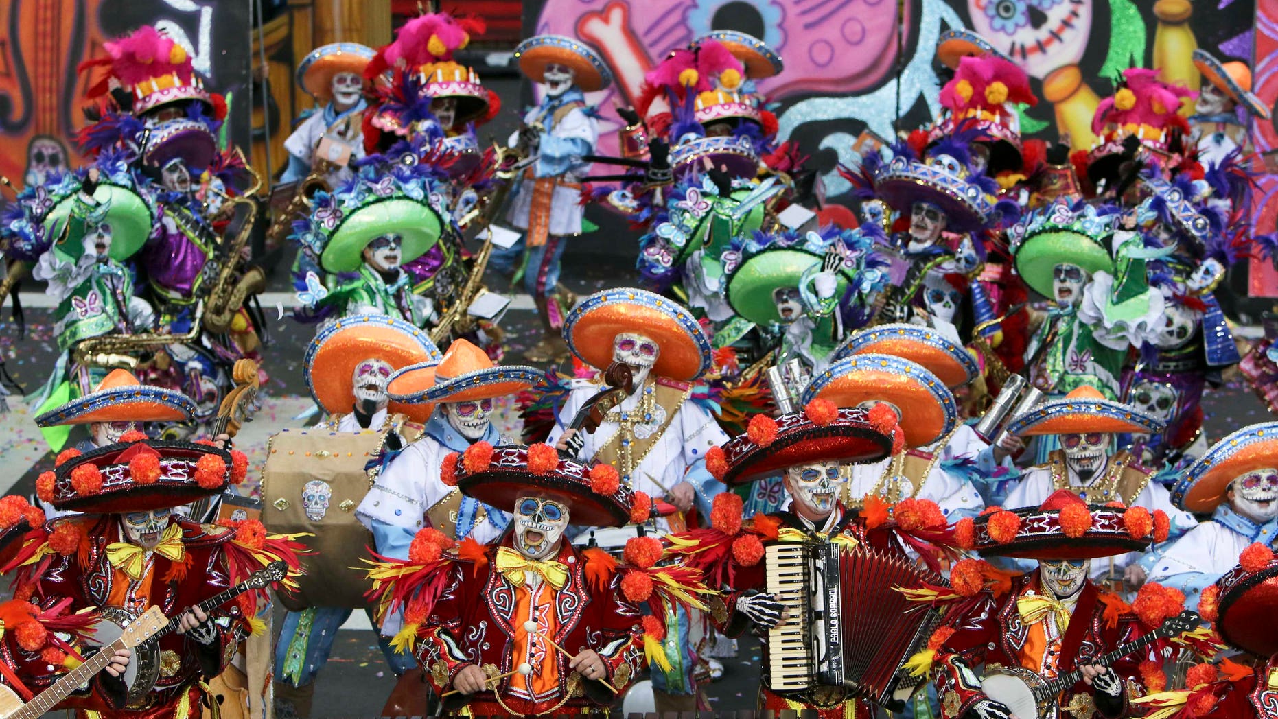 A scene from the 116th annual Mummers Parade in Philadelphia on Friday, Jan. 1, 2016. (AP Photo/Joseph Kaczmarek)