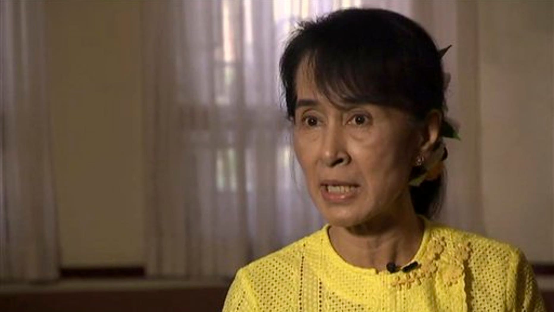 Jan. 5: Aung San Suu Kyi, the general-secretary of Myanmar's opposition National League for Democracy, speaks during an interview at her residence in Yangon.