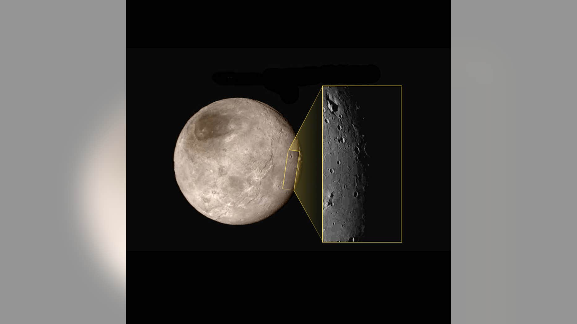 Closeup image of an area on Pluto's largest moon Charon.