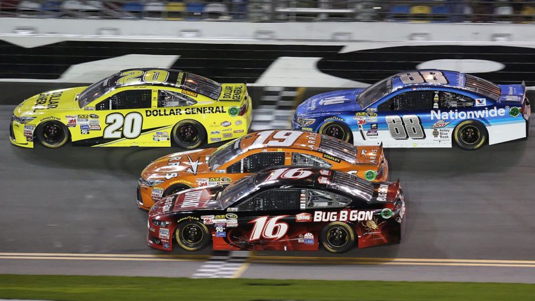 Matt Kenseth (20), Dale Earnhardt Jr. (88), Greg Biffle (16), Carl Edwards (19) during the Sprint Unlimited NASCAR Sprint Cup race at Daytona International Speedway on Saturday, Feb. 14, 2015, in Daytona Beach, Fla. (Stephen M. Dowell/Orlando Sentinel/TNS via Getty Images)