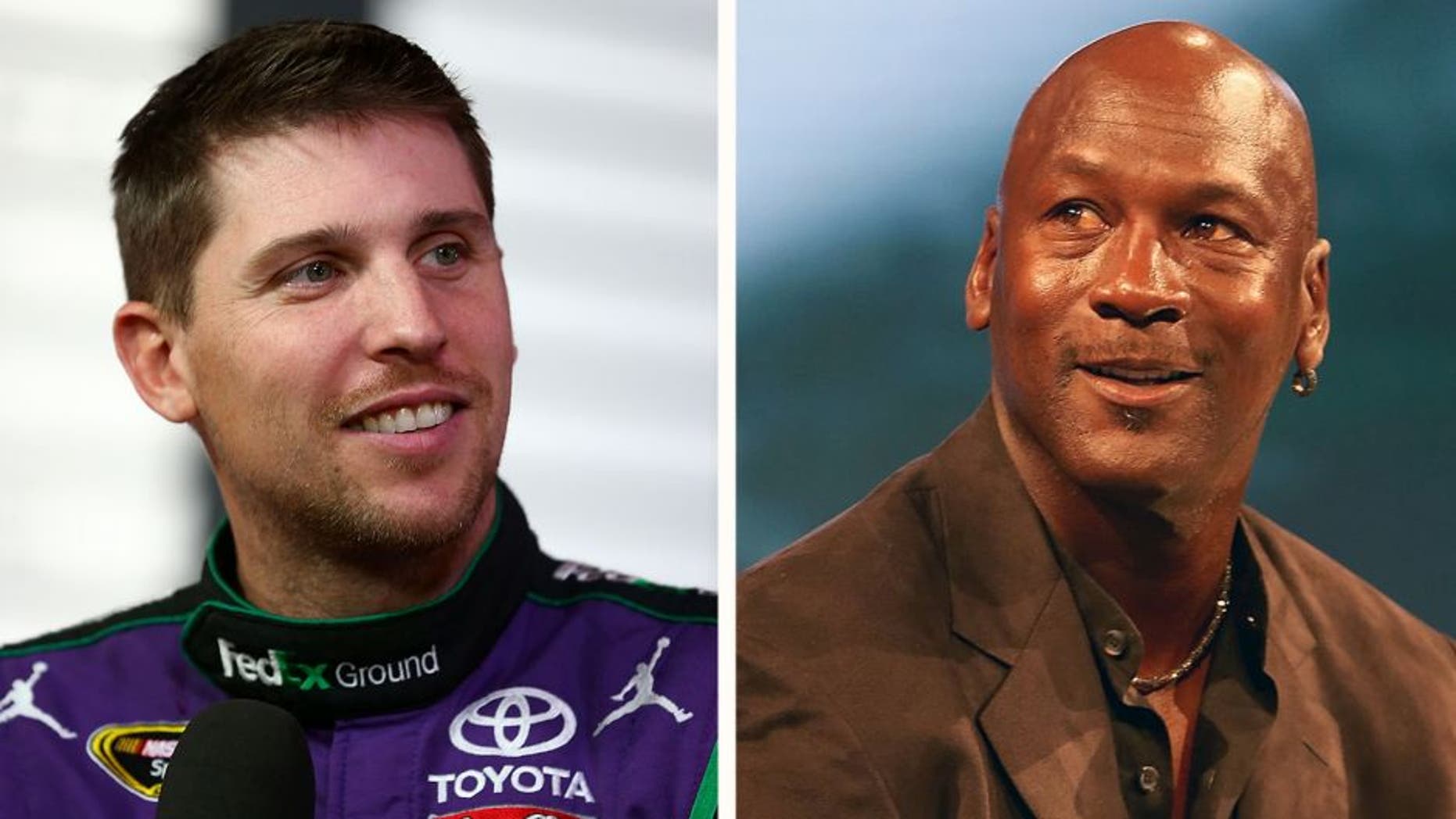 CHICAGO, IL - SEPTEMBER 17: Denny Hamlin driver of the #11 FedEx Ground Toyota speaks to the media during NASCAR Chase Media Day on September 17, 2015 in Chicago, Illinois. (Photo by Sarah Crabill/NASCAR via Getty Images)