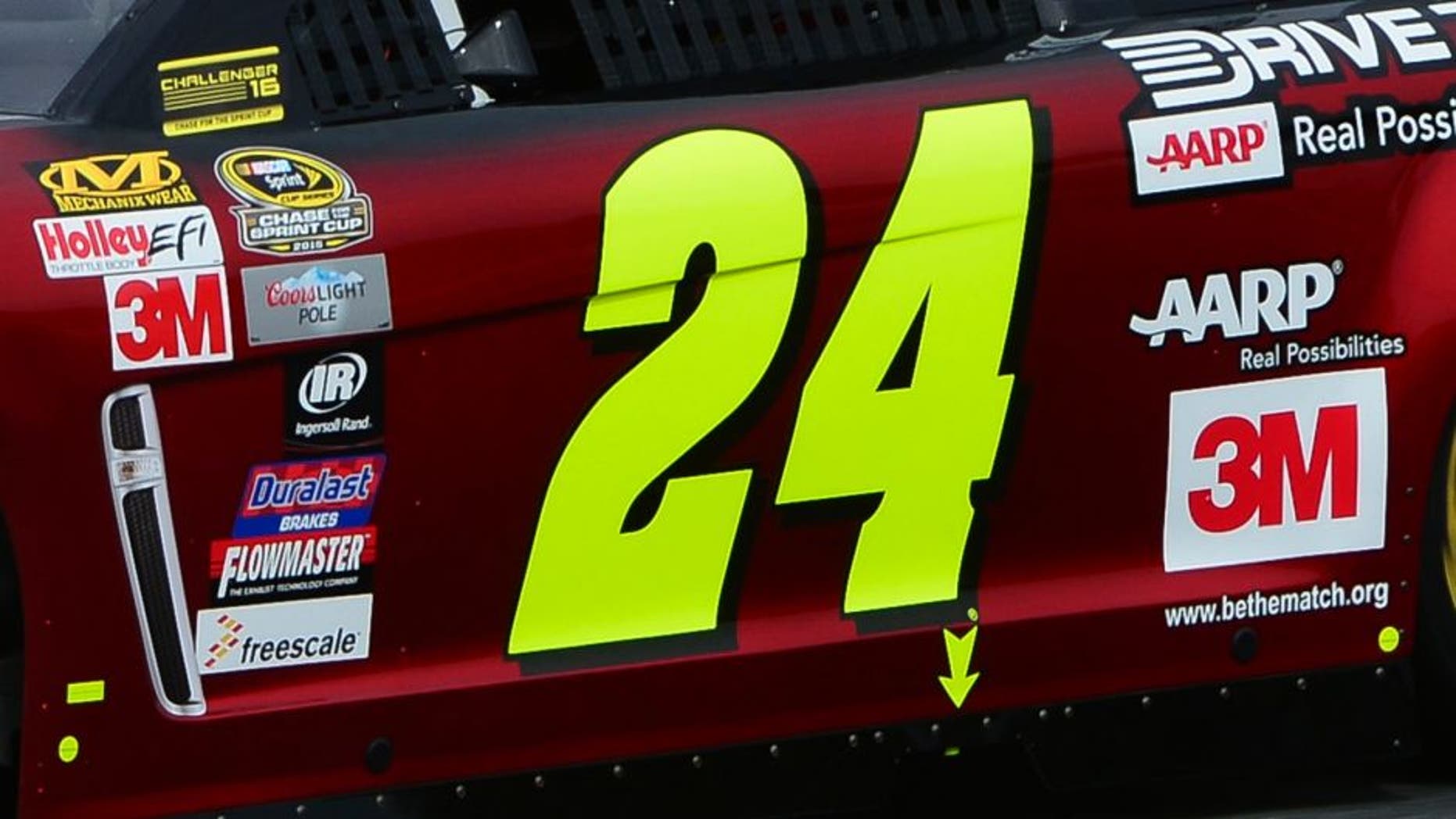 Jeff Gordon, driver of the #24 Drive To End Hunger Chevrolet, practices for the NASCAR Sprint Cup Series Sylvania 300 at New Hampshire Motor Speedway on September 25, 2015 in Loudon, New Hampshire.