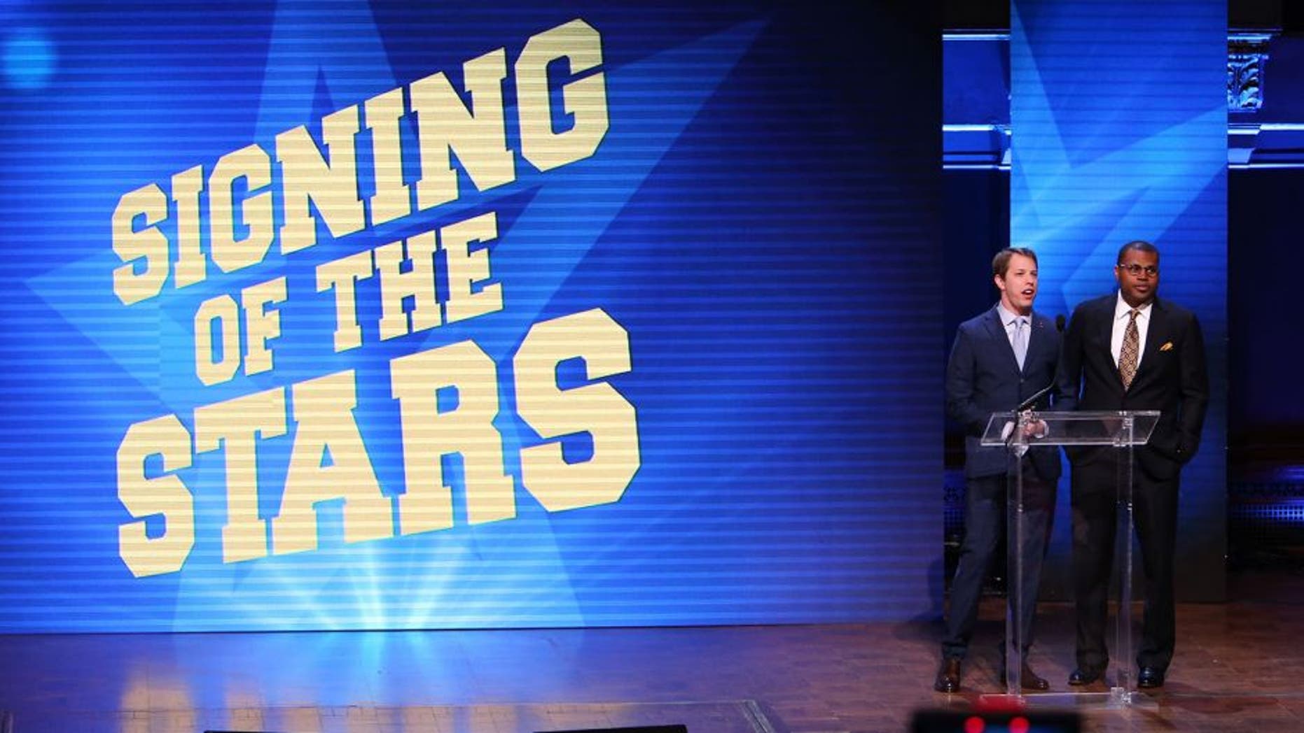 ANN ARBOR, MI - FEBRUARY 3: NASCAR driver Brad Keselowski speaks to the fans during the Michigan Signing of the Stars event at Hill Auditorium on February 3, 2016 in Ann Arbor, Michigan. (Photo by Rey Del Rio/Getty Images)