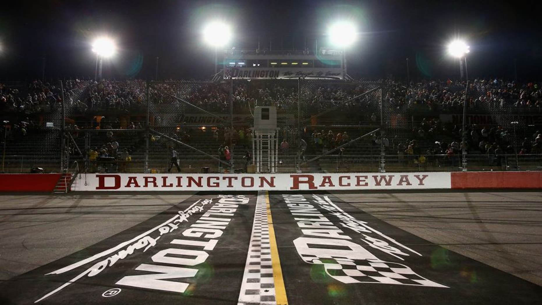 DARLINGTON, SC - MAY 10: A gerneral view of the start/finish line after the NASCAR Nationwide Series VFW Sport Clips Help A Hero 200 at Darlington Raceway on May 10, 2013 in Darlington, South Carolina. (Photo by Jonathan Ferrey/NASCAR via Getty Images)