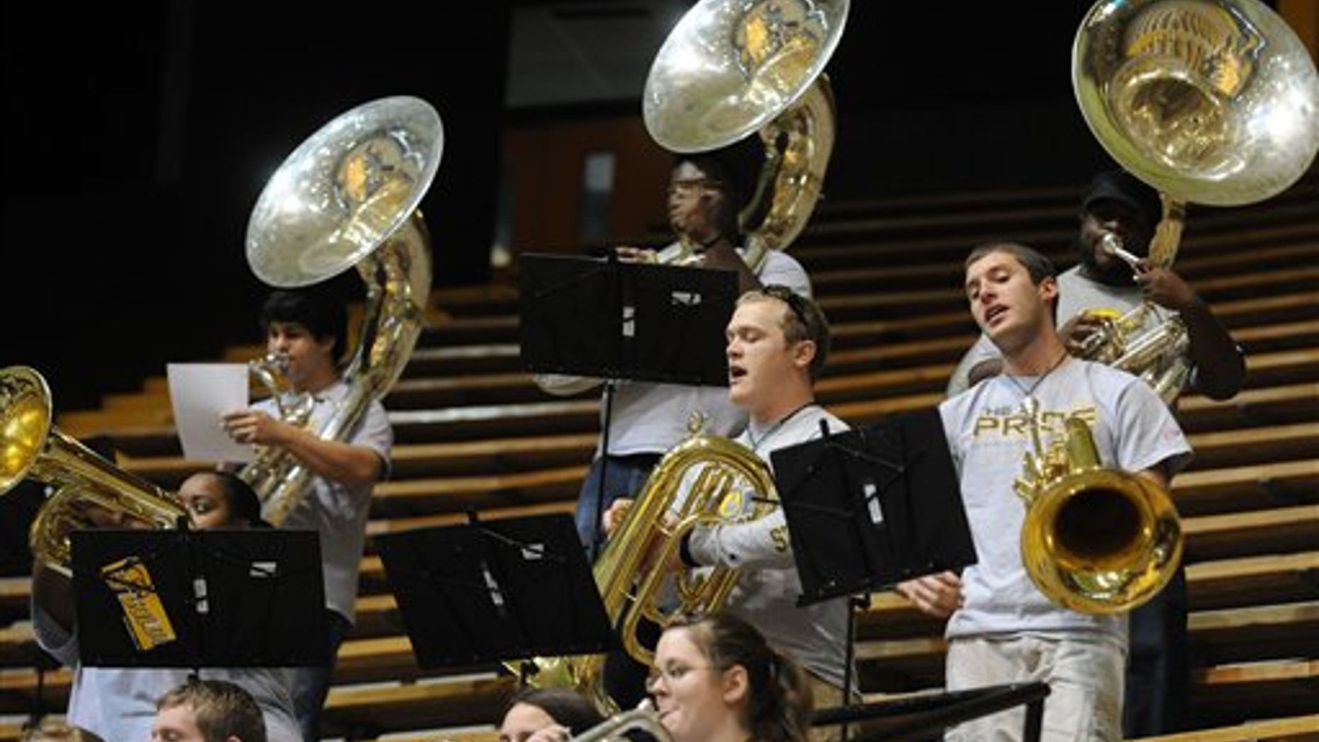 Jan. 8: Members of the Southern Miss Pep Band perform during an NCAA college basketball game against Houston at the University of Southern Mississippi in Hattiesburg, Miss.