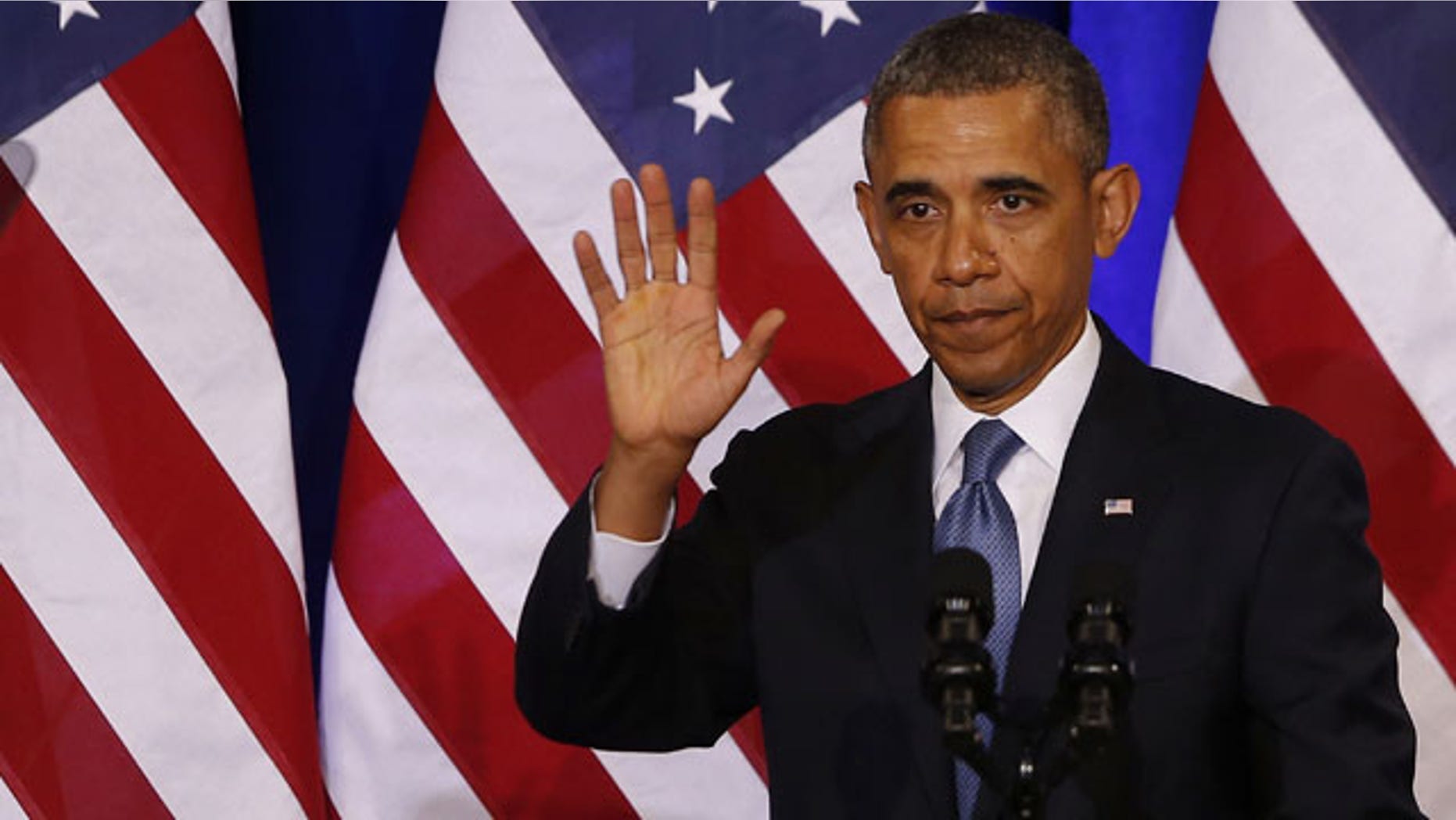 January 17, 2013: President Barack Obama waves to the audience after he spoke about National Security Agency (NSA) surveillance, at the Justice Department in Washington. (AP/File)