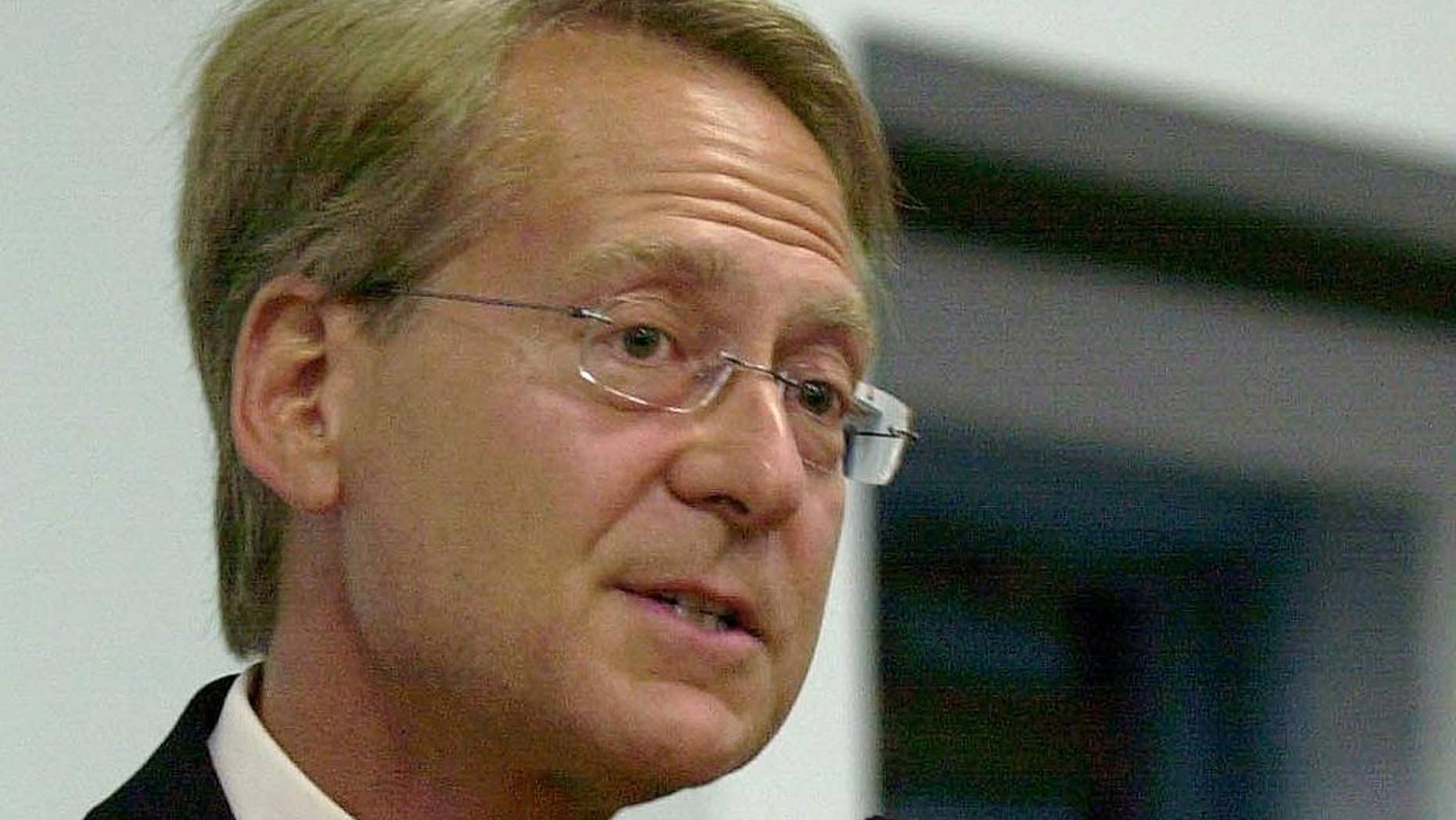 FILE - In this May 6, 2004 file photo, Larry Klayman speaks in Melbourne, Fla. Activist attorney Larry Klayman won the first round in December, when U.S. District Judge Richard Leon, a Republican appointee, ruled that the NSA’s surveillance program likely runs afoul of the Constitution’s ban on unreasonable searches. The government appealed. (AP Photo/Peter Cosgrove, File)