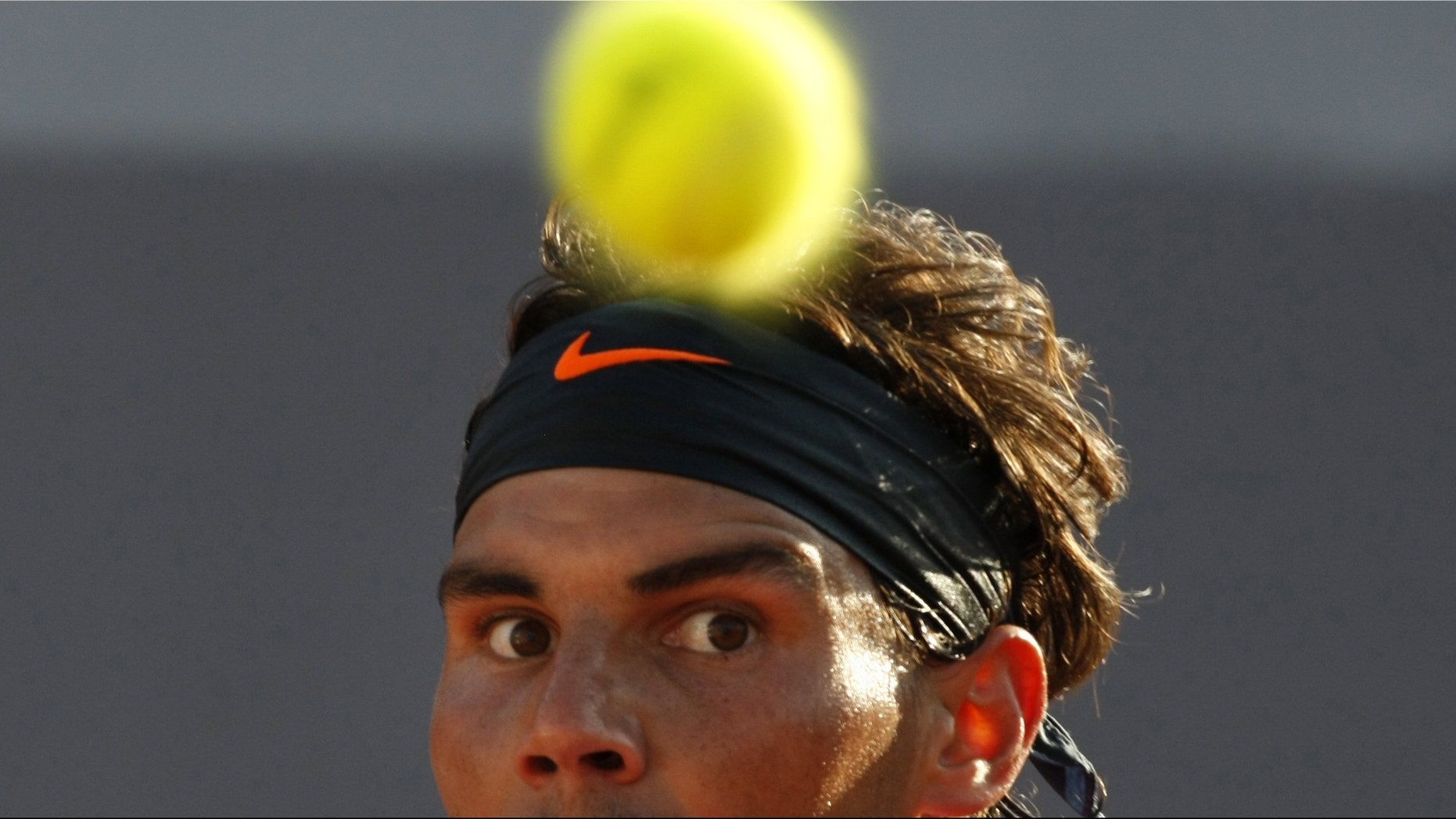 Spain's Rafael Nadal eyes the ball during his match against Spain's Daniel Gimeno-Traver at the VTR Open in Vina del Mar, Chile, Friday, Feb. 8, 2013.