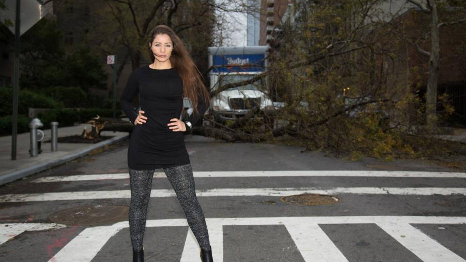 Nana Gouvêa poses after Superstorm Sandy hits New York City.