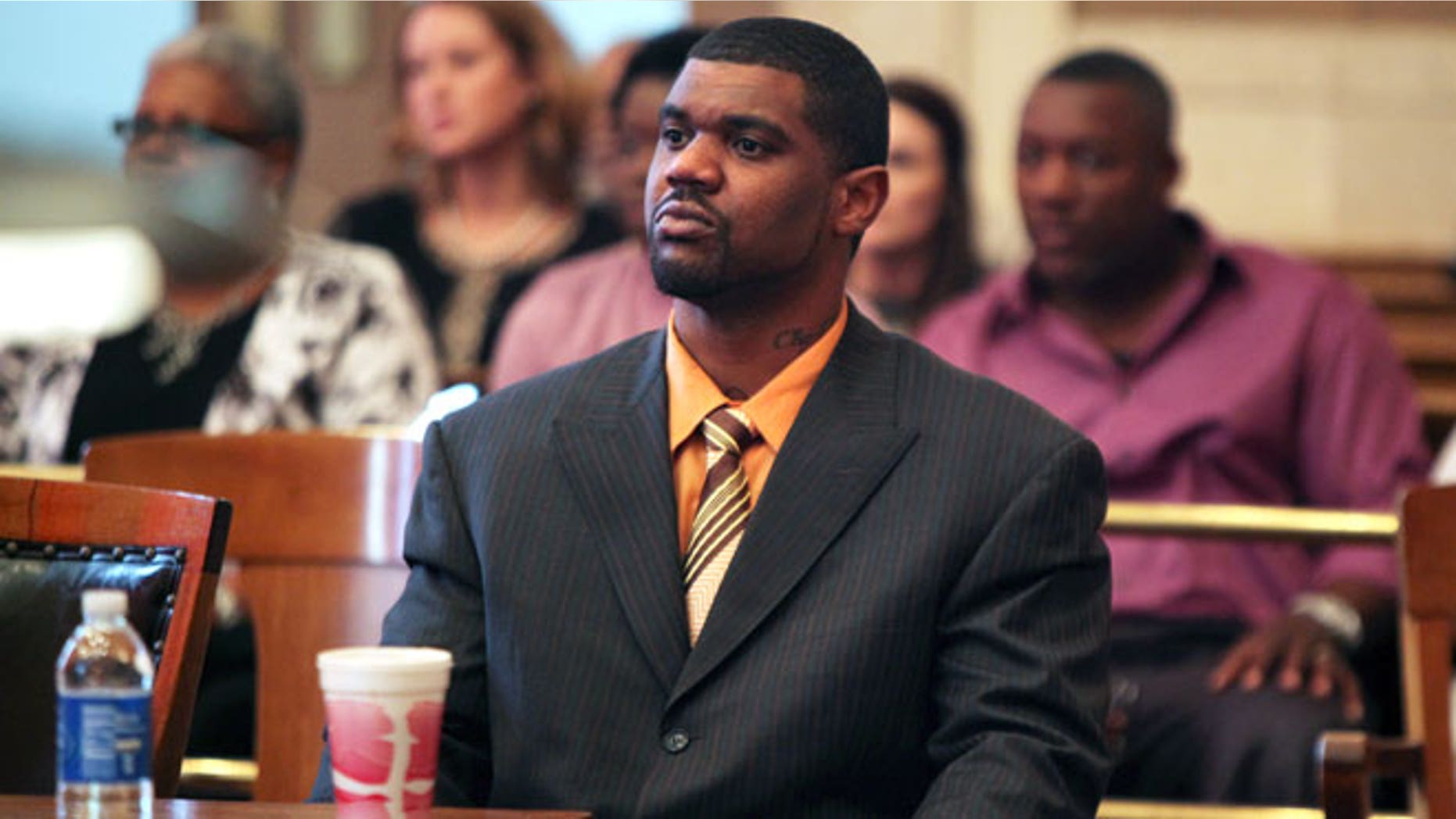 In this April 24, 2012, photo, former Cincinnati Bengals NFL football linebacker Nate Webster, appears in court for closing arguments in his trial in Cincinnati.