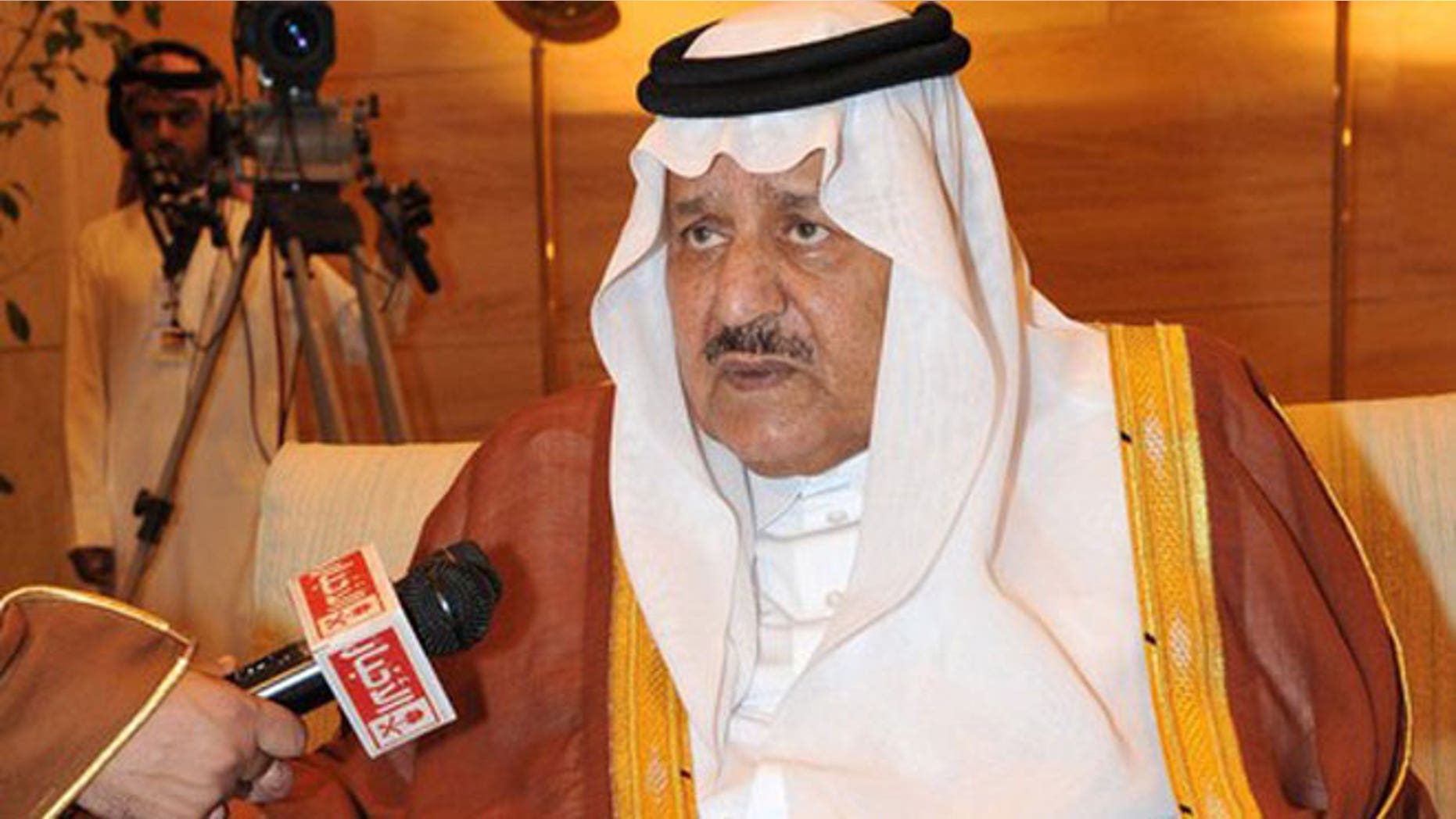 October 29, 2011: Prince Nayef bin Abdulaziz al-Saud, newly appointed Crown Prince speaks at an interview at the Riyadh Governor's Palace.