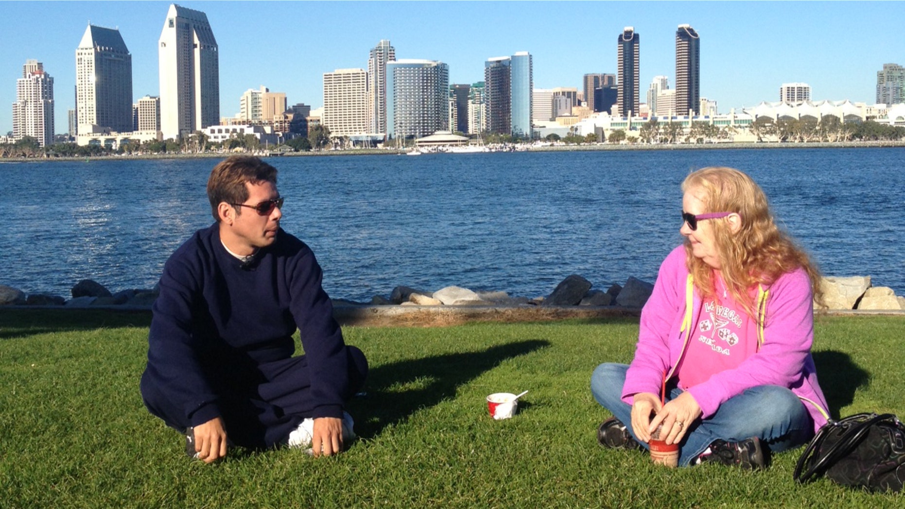 David Amaya Barrick and Kathy Amaya getting to know each other on Coronado Island in San Diego, Nov. 25, 2013. Photo by Freddy Rivas.