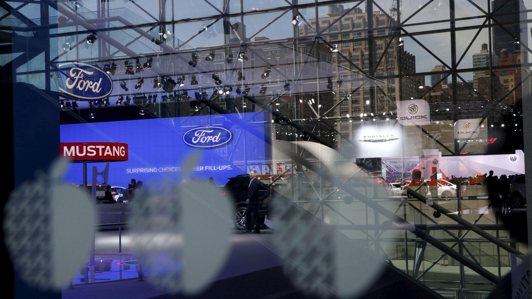 An overview picturing some of the New York International Auto Show in New York, April 1, 2015.
