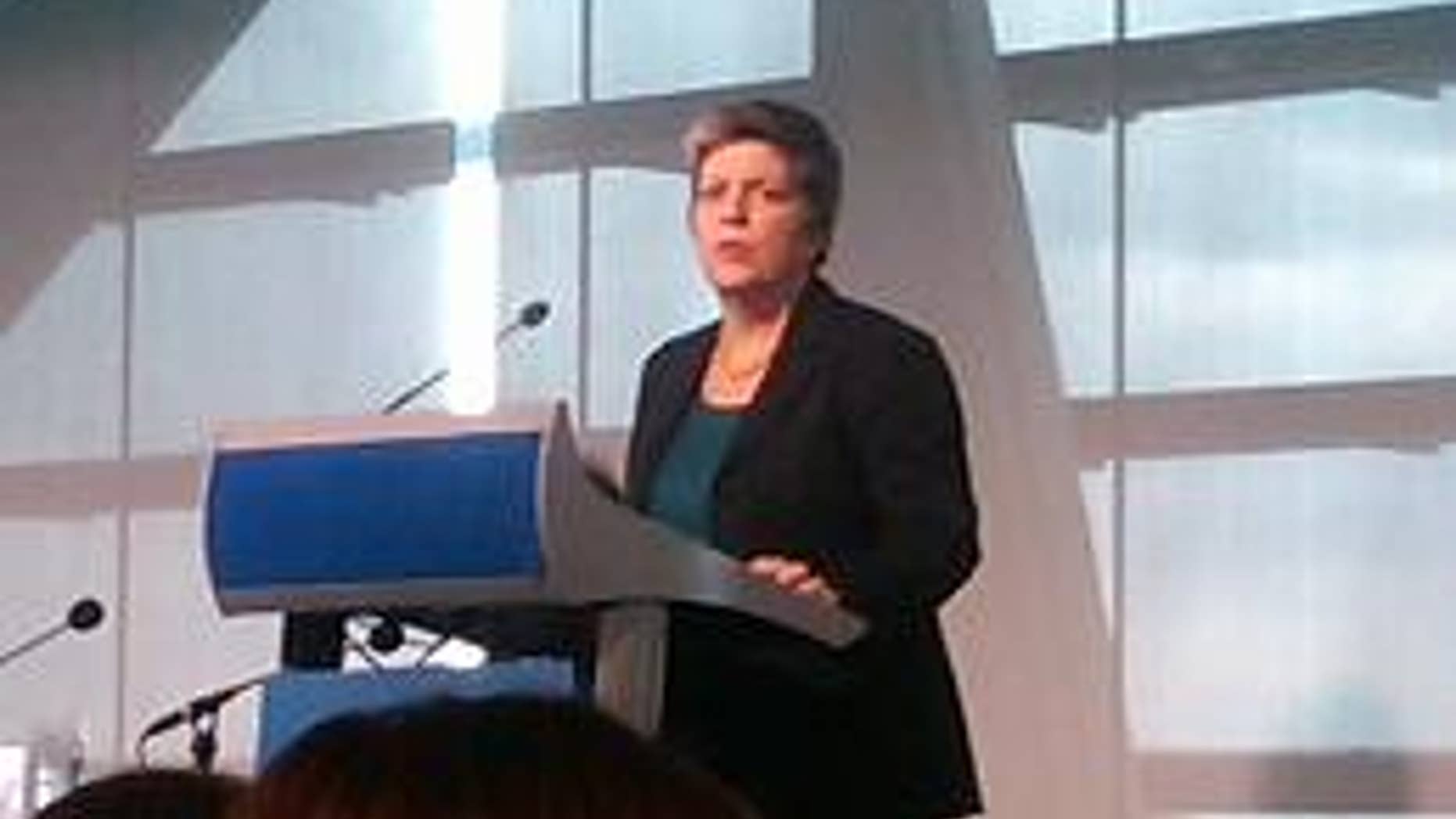 DHS Secretary Janet Napolitano speaks in Washington, Apr. 1