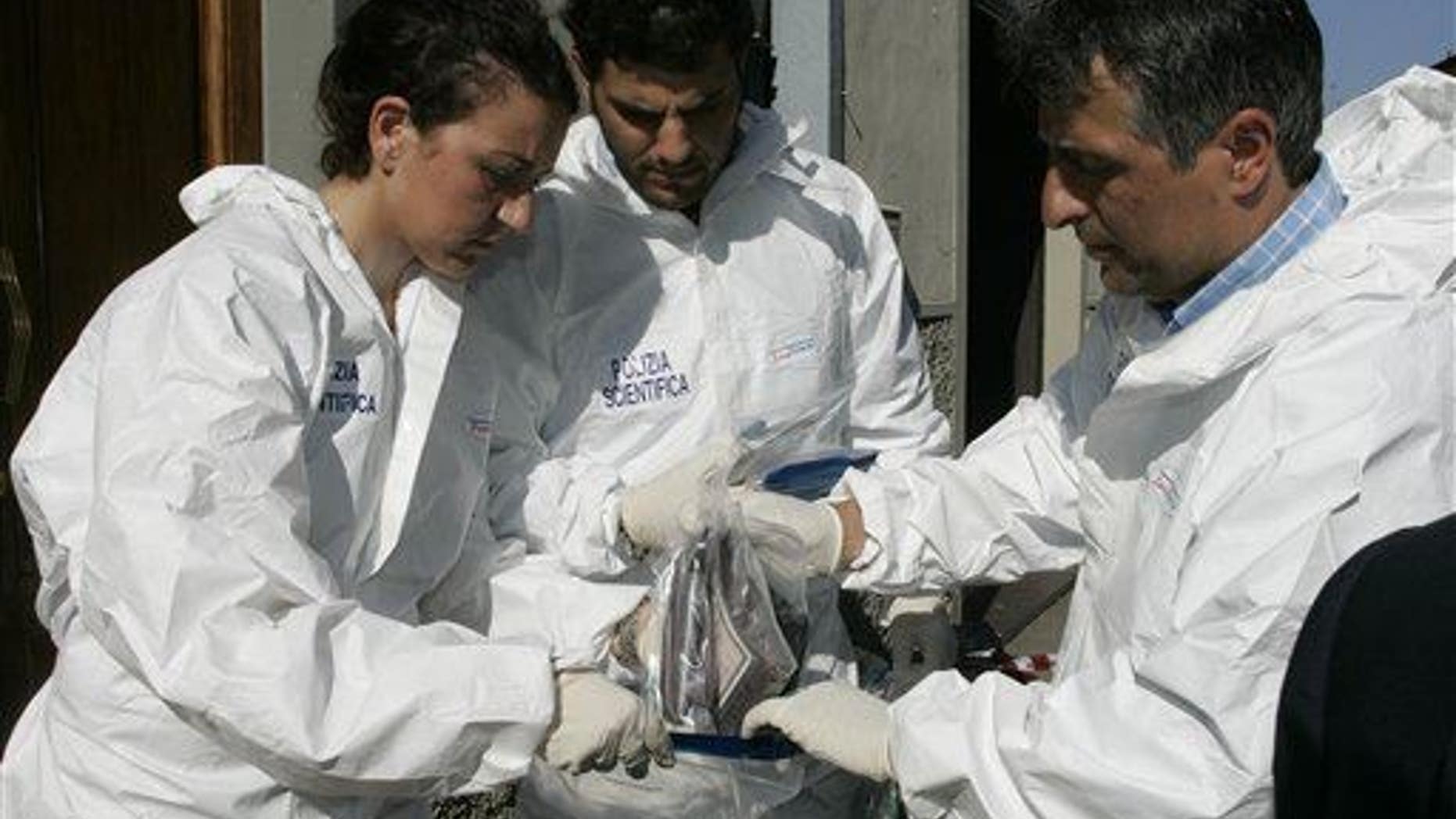 Forensic police officers are shown.
